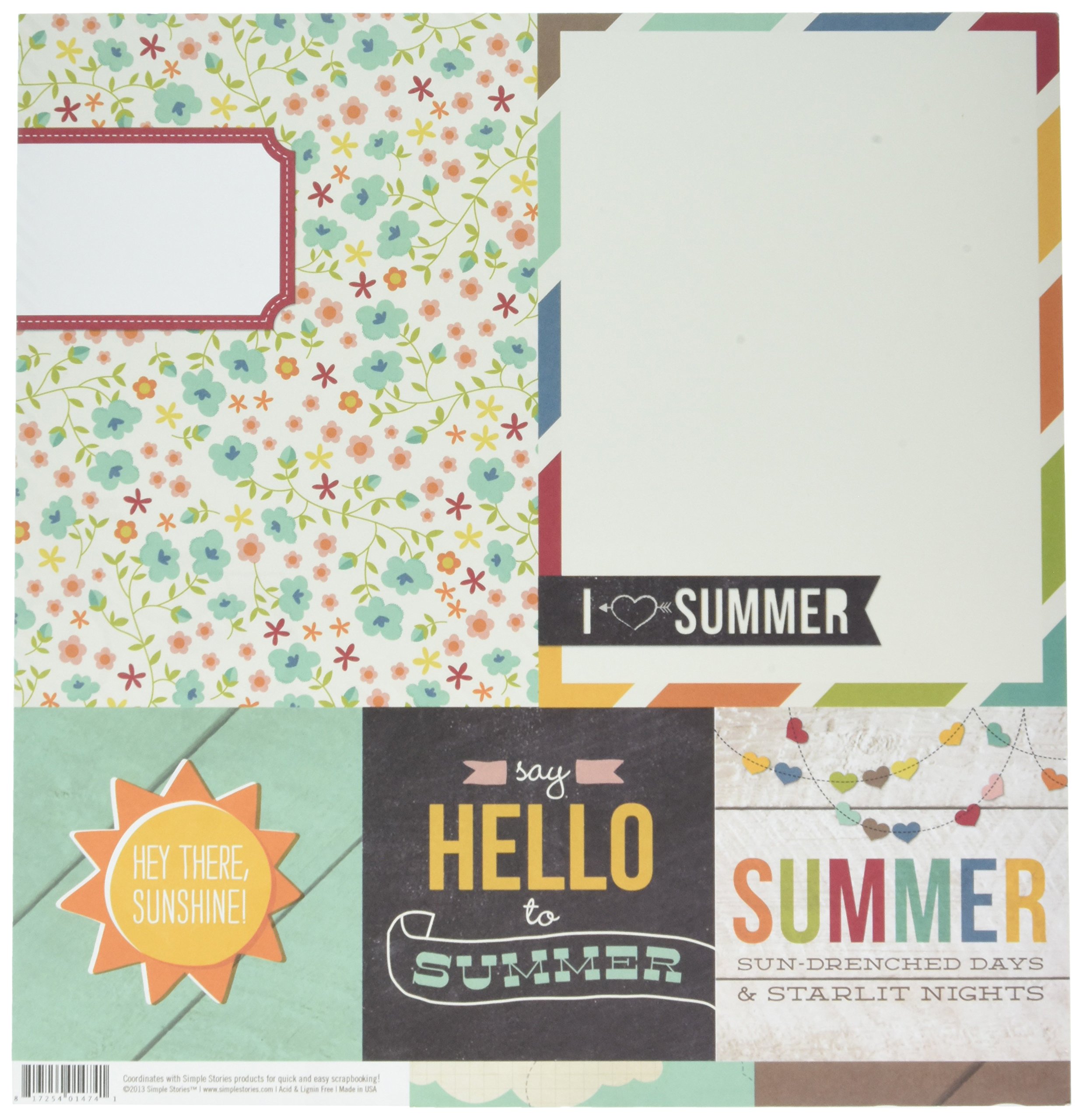 Simple Stories I Heart Summer Double-Sided Cardstock Elements - 12