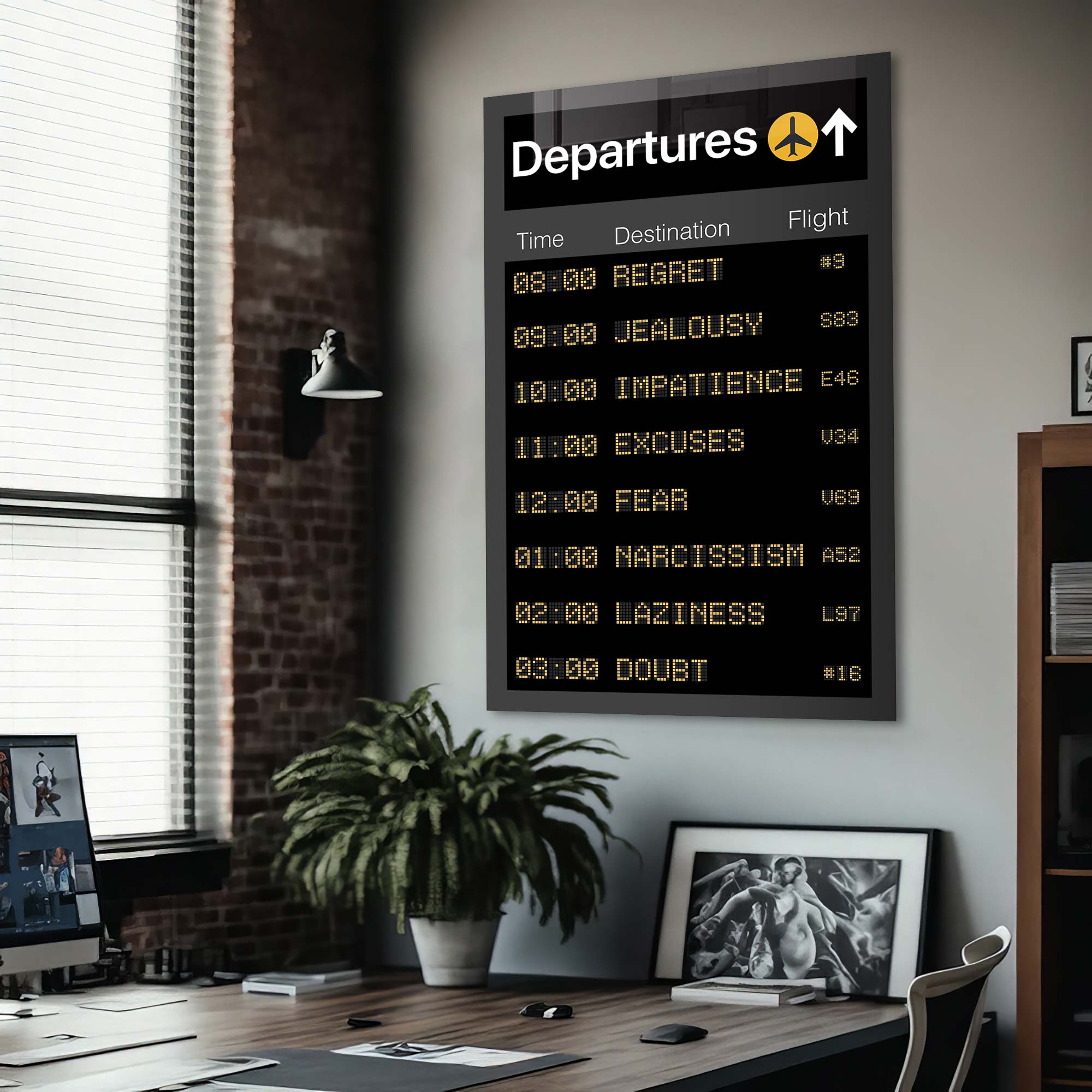Departures Tempered Glass Wall Art - Shatterproof & Stylish Home Decor for Living Room, Bedroom, or Office