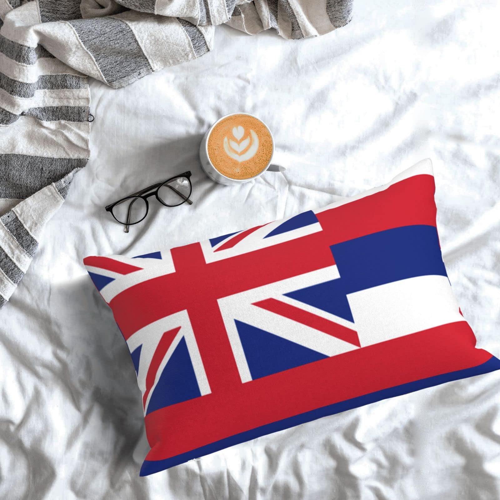Hawaii Flag Pillow Cover - Double Sided Plush Hawaiian Island Design Decorative Cushion for Sofa, Bed, Chair (Multiple Sizes) | Perfect for Home Decor, Hawaiian Theme Parties & Tropical Bedroom Styling