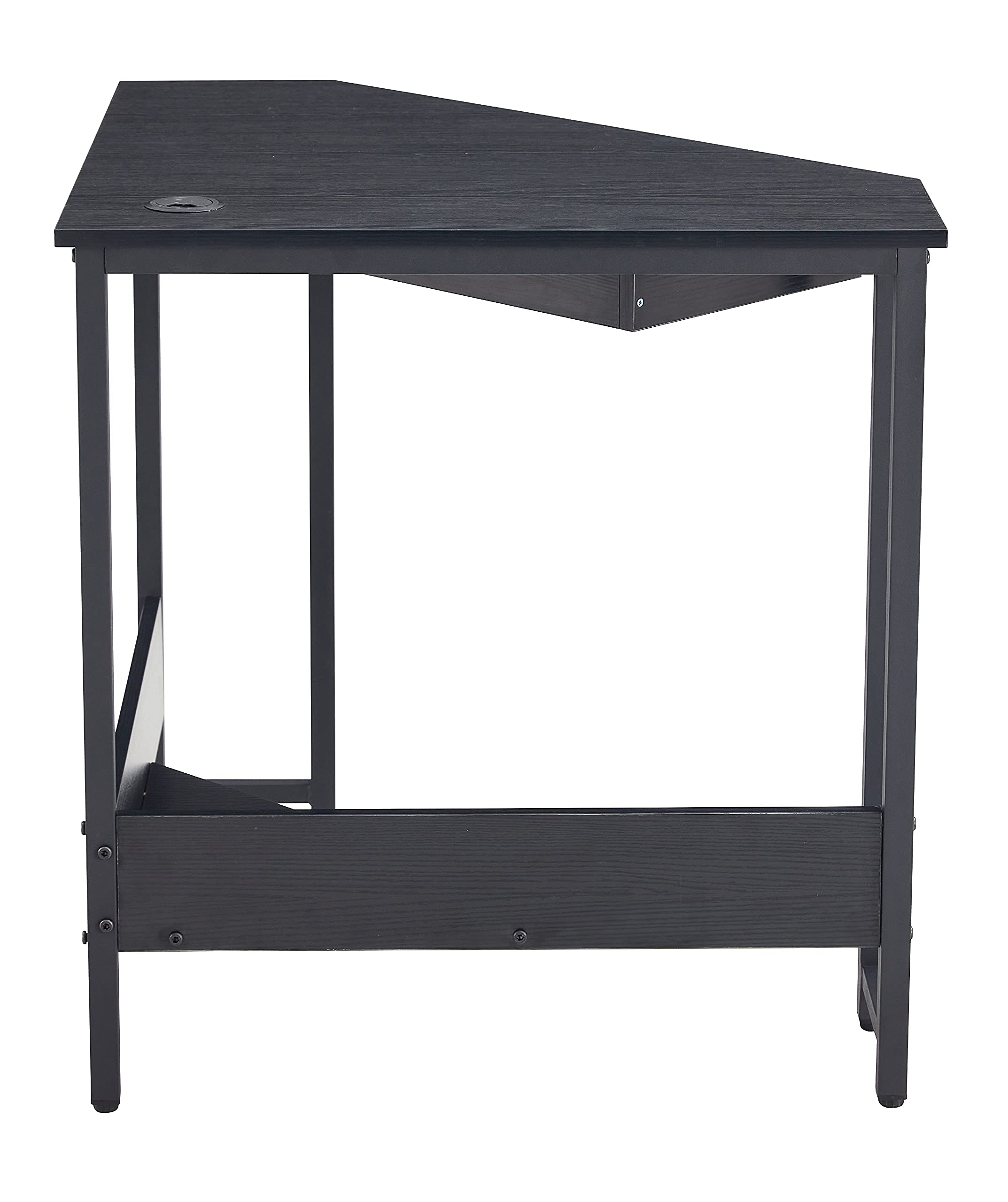 Black Triangle Corner Computer Desk for Home Office - Compact Writing Table with Sturdy Workstation Design, Perfect for Small Spaces & Modern Workstations