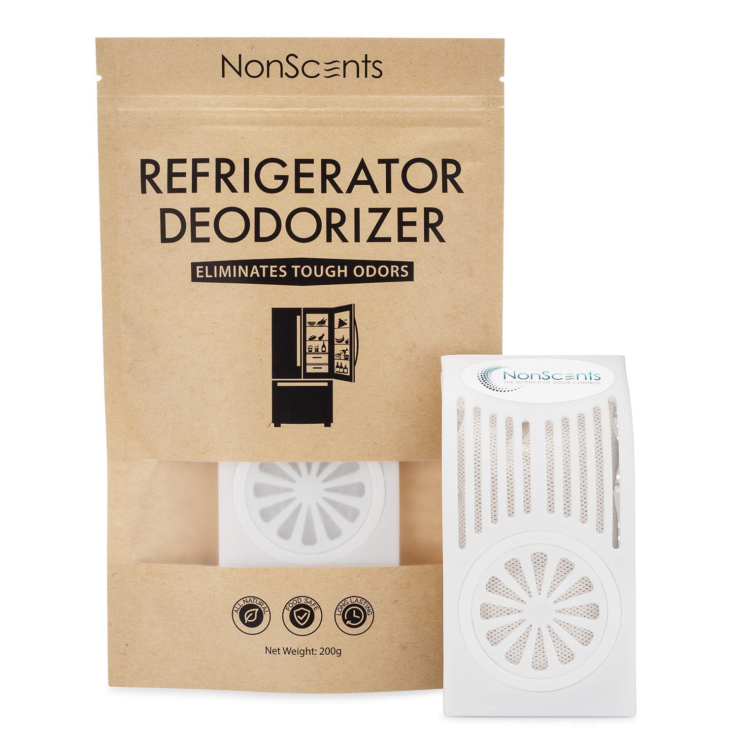 NonScents Refrigerator Deodorizer - Powerful Odor Eliminator for Fridge & Freezer - Lasts 6 Months - Natural & Chemical-Free - Perfect for Kitchen, RV, Office Mini Fridge, and Dorm Rooms