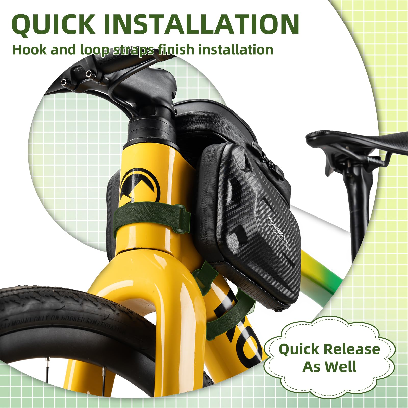 ROCKBROS Waterproof Bike Frame Bag - 1.3L Top Tube Bicycle Phone Holder with Sun Visor & TPU Touch Screen Panel - Fits Phones Below 7.4
