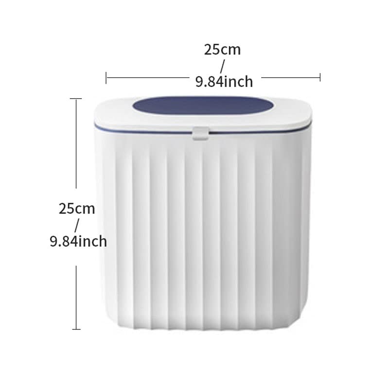 TOMYEUS Ultra-Narrow Wall Mounted Bathroom Trash Can with Slide Lid - Space Saving Toilet Paper Storage Bin, Household Waste Basket for Small Spaces (Blue) - Perfect for Tight Bathroom Corners, RV Toilets & Apartment Living