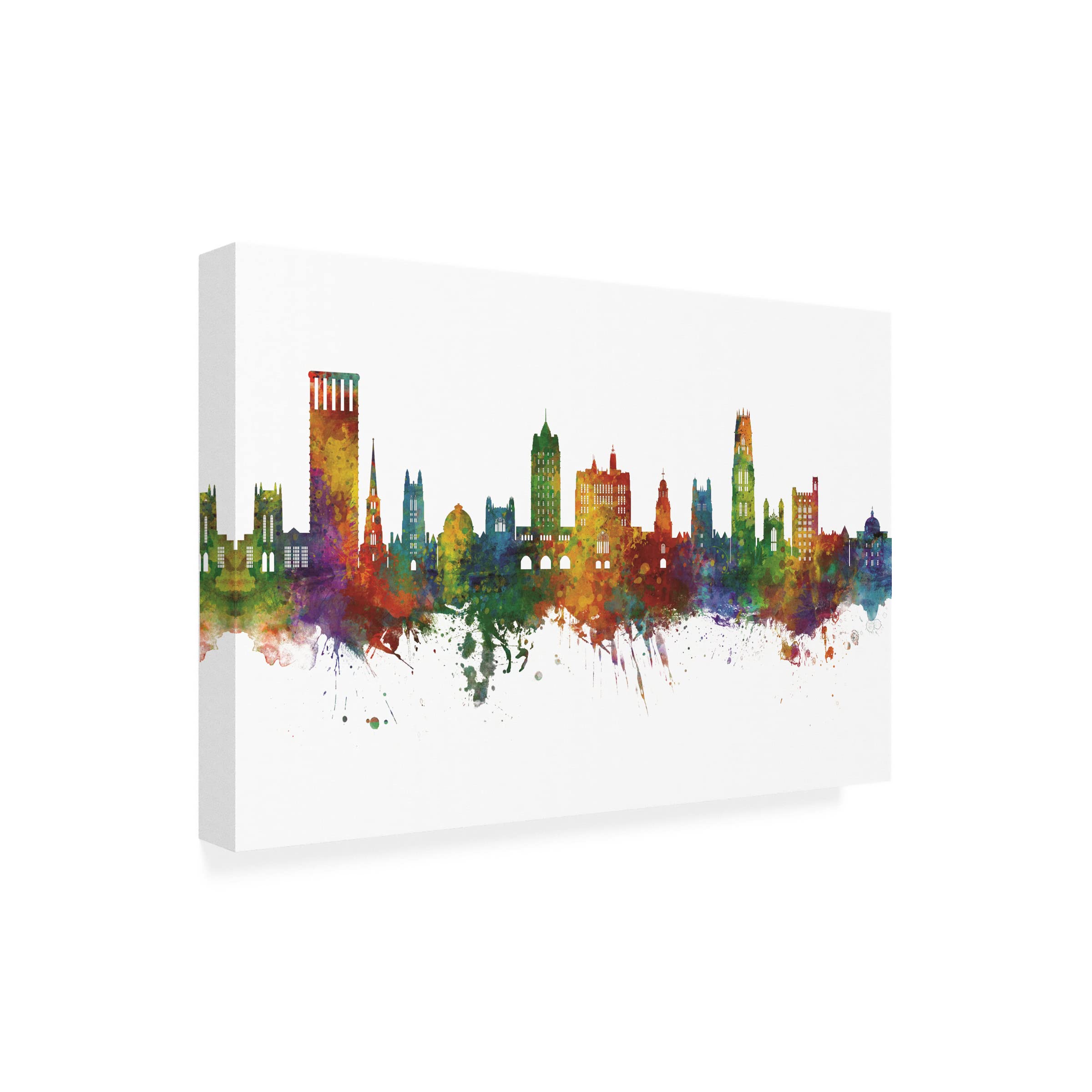 Michael Tompsett 'New Haven Connecticut Skyline' Canvas Wall Art Print - Modern Cityscape Home Decor for Living Room, Office & Bedroom