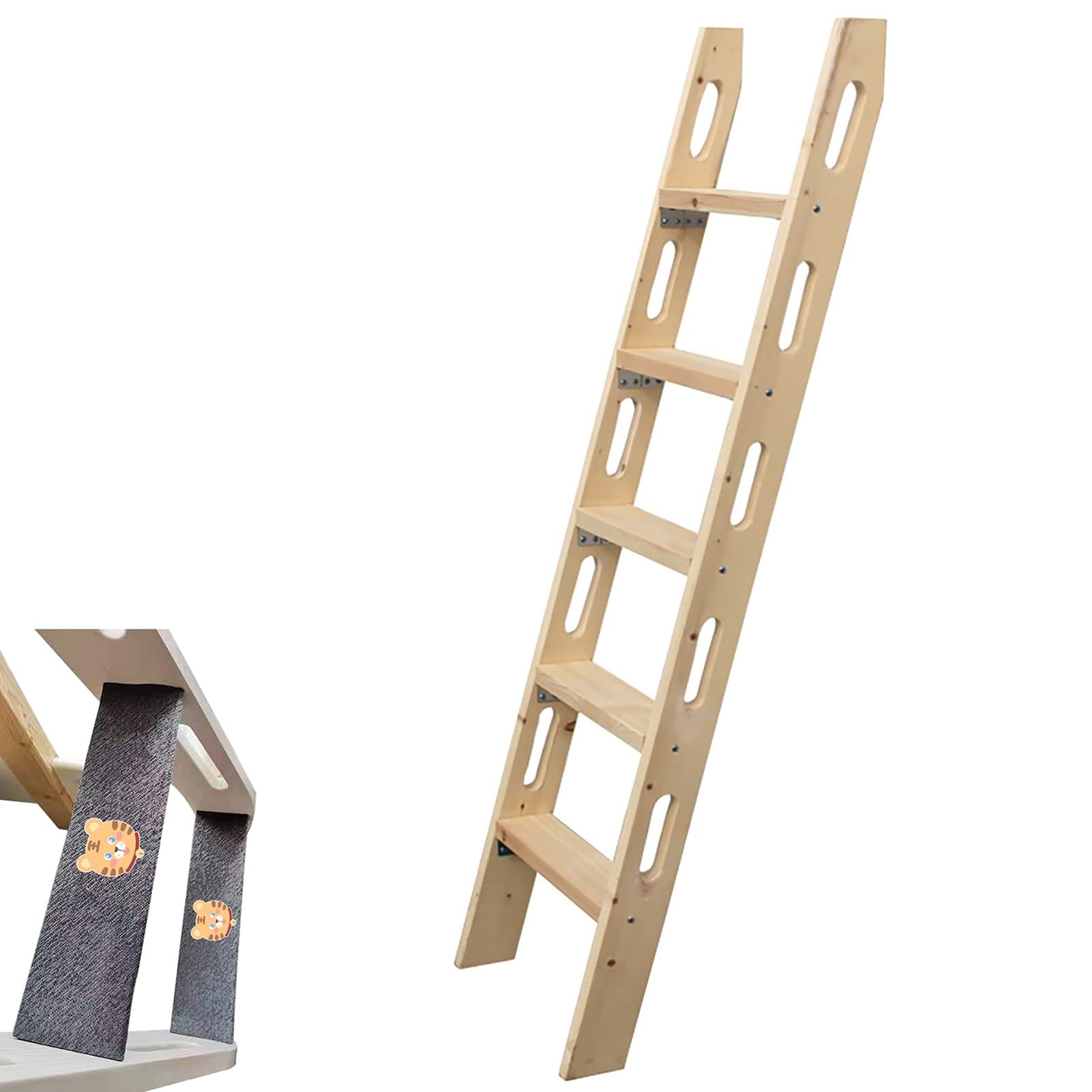 5-Step Bunk Bed Ladder with Anti-Slip Pads - Heavy Duty Replacement Ladder for Twin Bunk Beds, Dorms, Lofts, Boats & Campers (59 Inch/150cm) - Perfect for Kids' Bedrooms, College Dorms & RV Camping