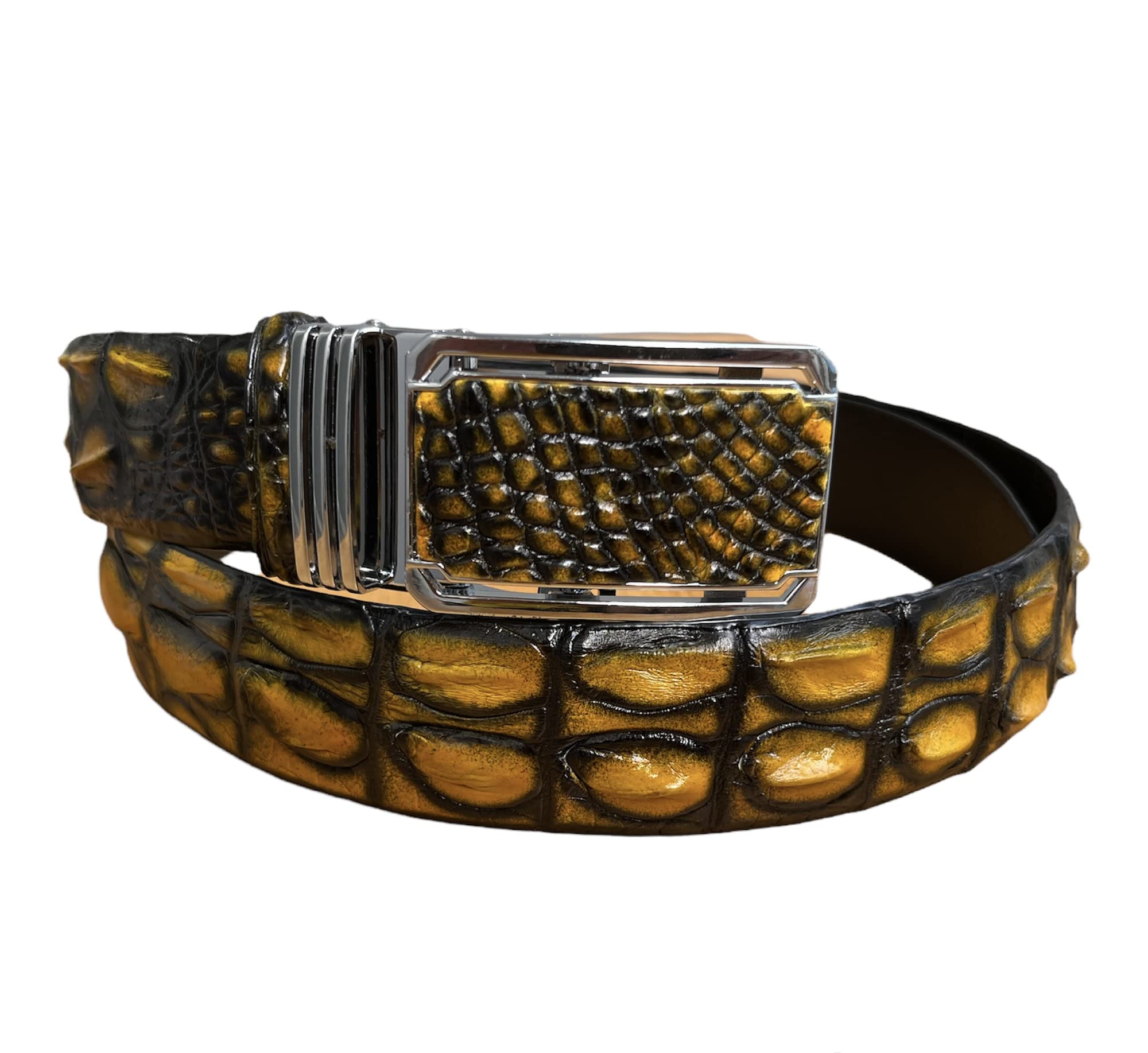 Authentic Alligator Leather Belt for Men - Premium Crocodile Skin with Patina Finish - Luxury Dress Belt for Business & Formal Occasions