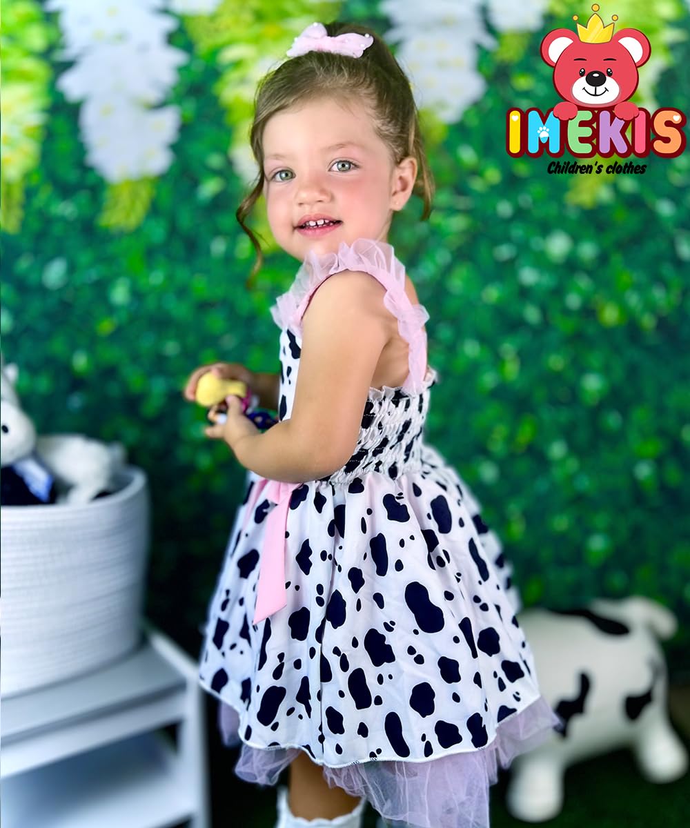IMEKIS Toddler Girls Birthday Dress - Cow Strawberry Floral Tulle Princess Party Dress for Summer, Cake Smash & Photo Shoot | Perfect for Birthday Parties, Photoshoots & Special Occasions