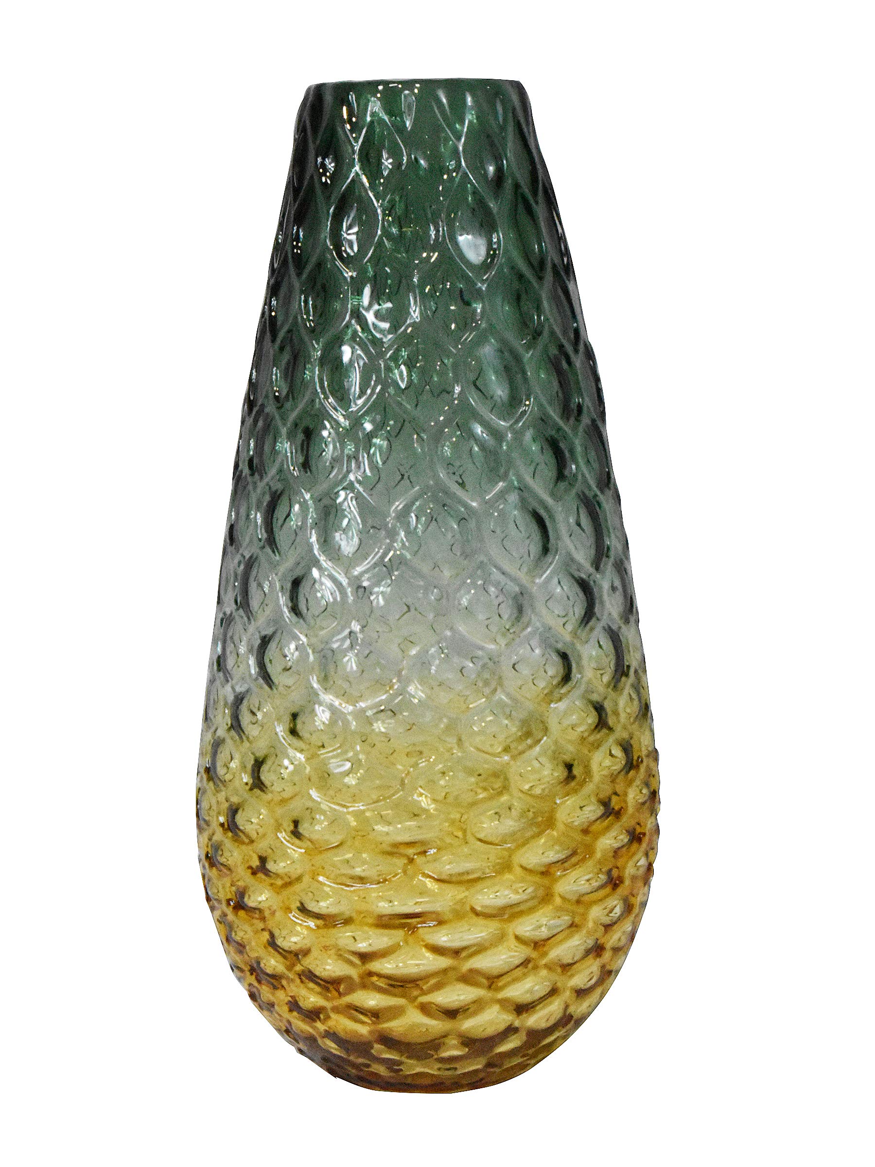 14.75” Purple and Amber Honeycomb Design Art Glass Vase - Elegant Home Decor for Living Room, Wedding Centerpiece, Floral Arrangement | Diva At Home Collection