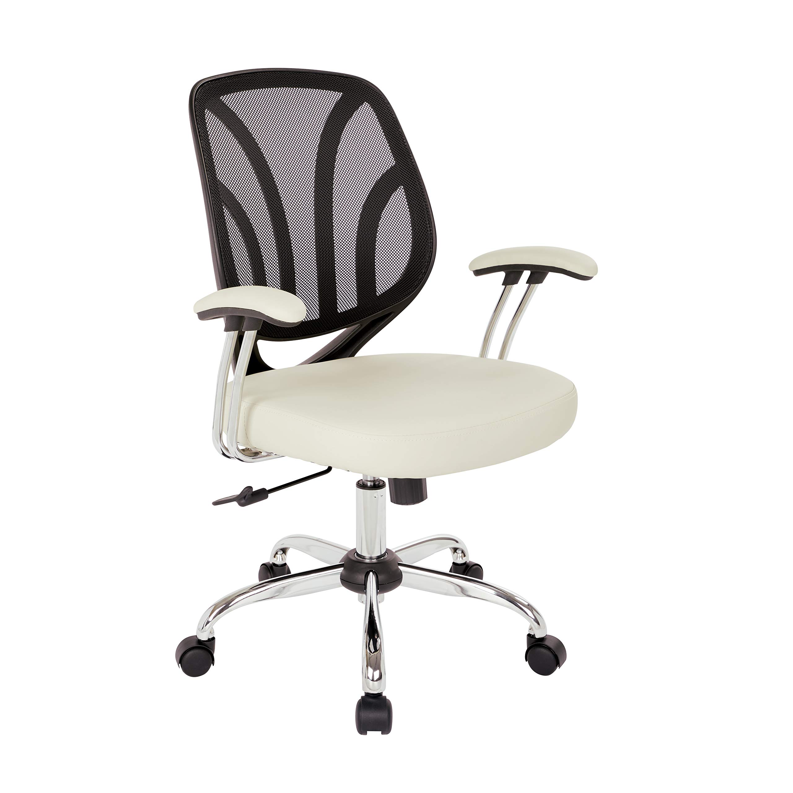 OSP Home Furnishings Ergonomic Office Chair with Screen Back - Cream - Comfortable Task Chair for Home Office, Executive Desk & Conference Room