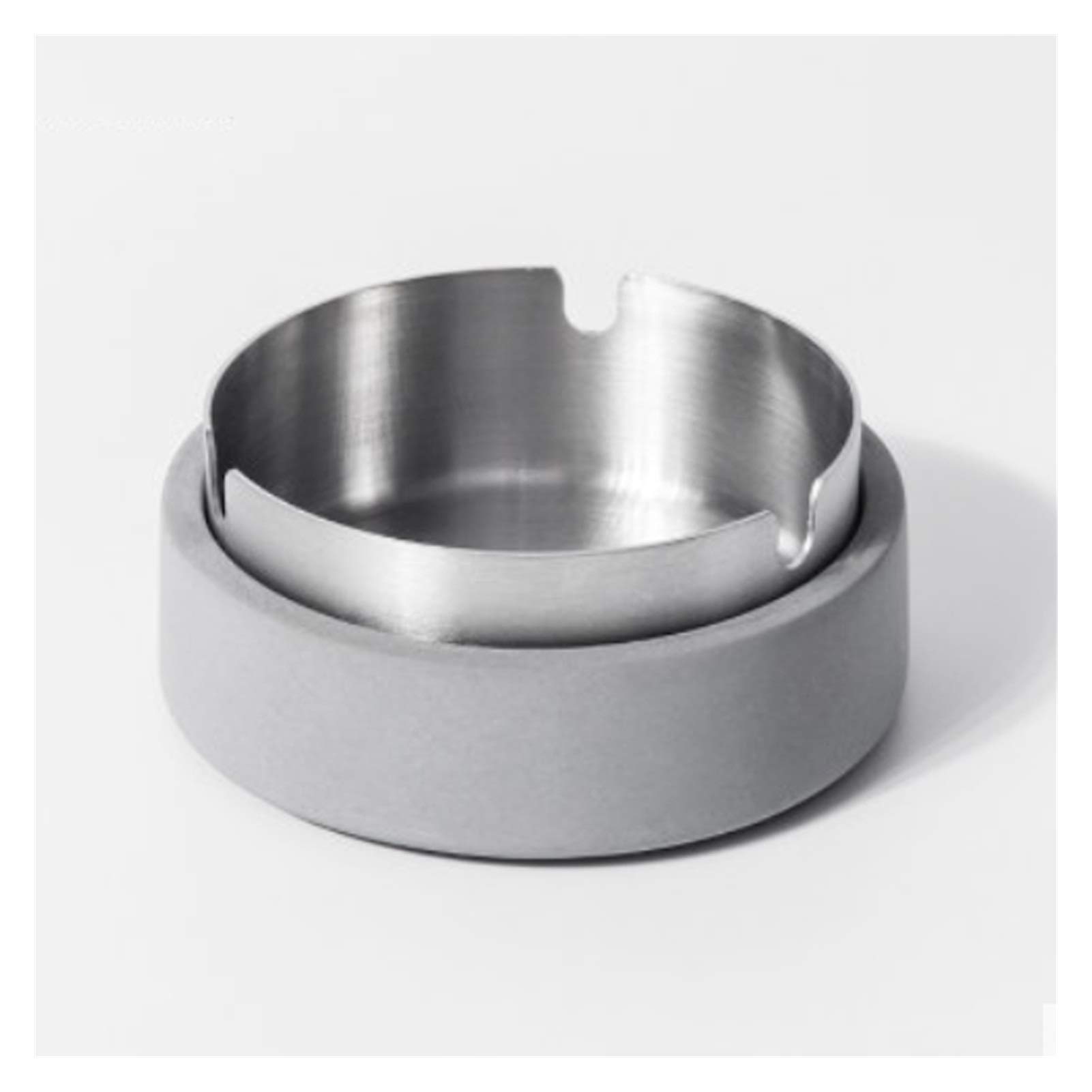 BAIHOGI Modern Cement Ashtray with Stainless Steel Liner - Portable Cigarette Ash Tray for Home, Office & Outdoor Use - Decorative Desktop Accessory (Gray) - Perfect for Smoking Areas, Patios and Man Caves