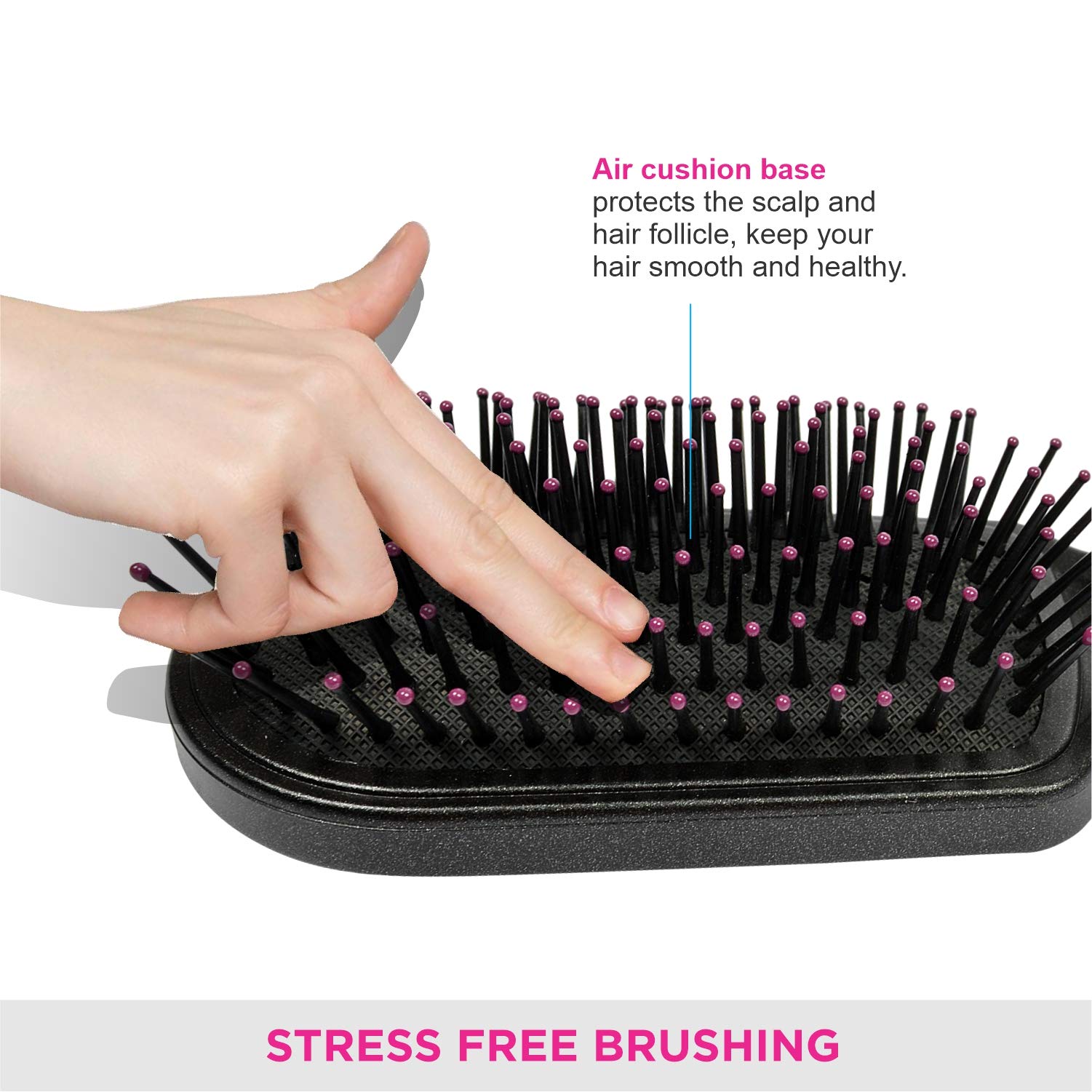 Vega Cushioned Hair Brush with Cleaning Comb - India's No.1 Hair Brush for Men & Women (E18-CB) - Detangling, Styling & Scalp Massage for All Hair Types