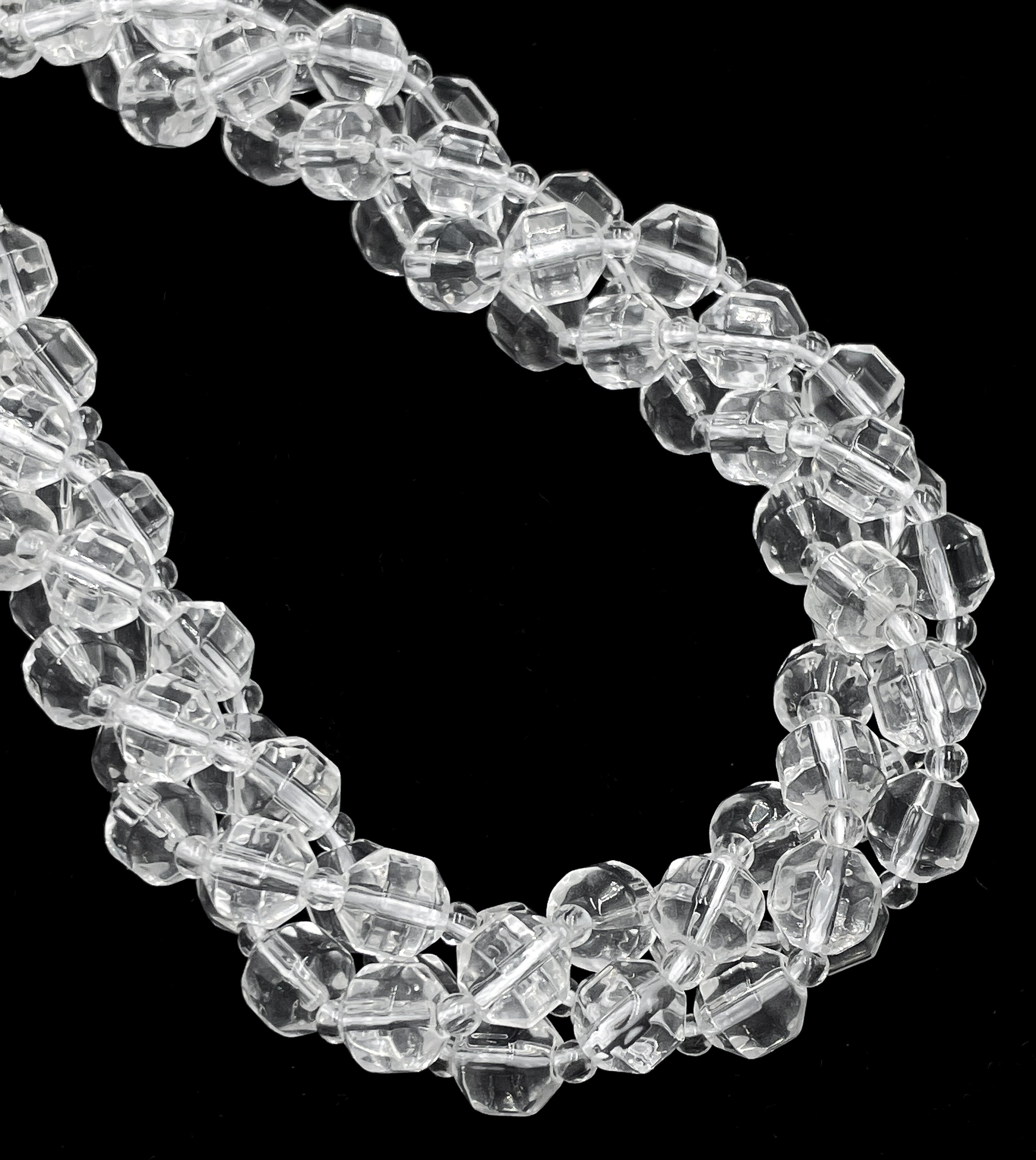 7x8mm Clear Quartz Prism Cut Double Point Faceted Round Beads - 15.5 Inch Strand for Jewelry Making, Healing Crystals & DIY Crafts | Perfect for Necklaces, Bracelets & Spiritual Decor