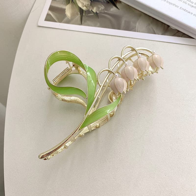 Ginoya Brothers Metal Butterfly Headdress Hair Clips - Large Flower Tassel Claw Clip with Non-Slip Grip for Women & Girls (Lotus Pink) | Perfect for Weddings, Parties & Boho Fashion Accessories