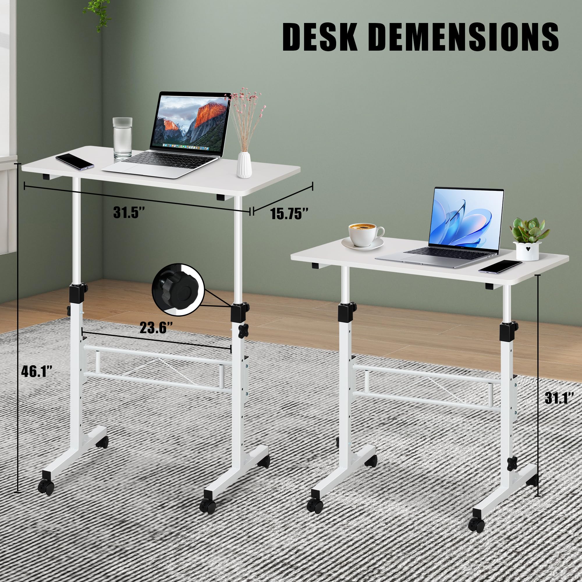 Adjustable Standing Desk with Wheels for Treadmill & Office Use