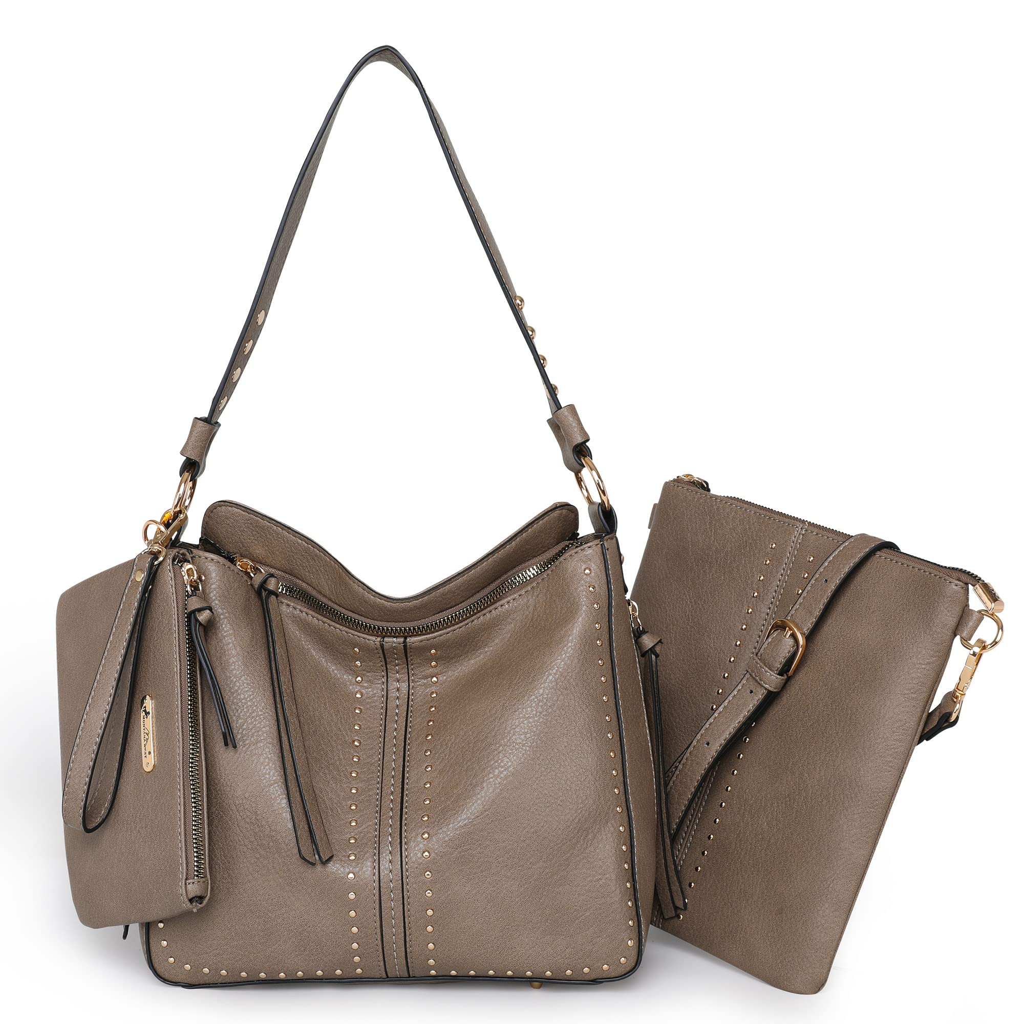 Montana West Women's Leather Concealed Carry Tote Handbag - Stylish Hobo Shoulder Purse with Gun Pocket (3-Piece Set) - Perfect for Everyday Use, Travel & Concealed Carry