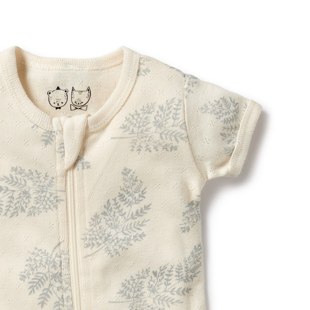 Forever Ferns Organic Pointelle Boyleg Zipsuit - Soft & Breathable Baby Romper for Newborns & Infants | Perfect for Playtime, Naptime & Everyday Wear