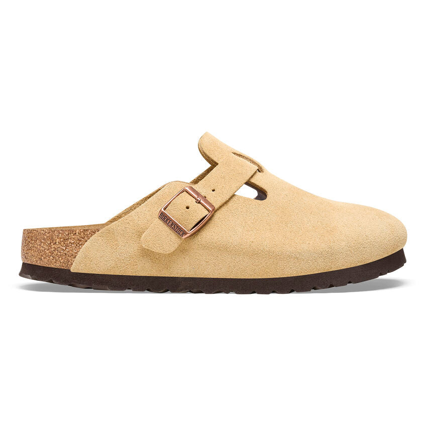 Birkenstock Boston Suede Leather Clog in Latte Cream - Comfortable Unisex Slip-On Shoes for Home, Office & Outdoor Wear