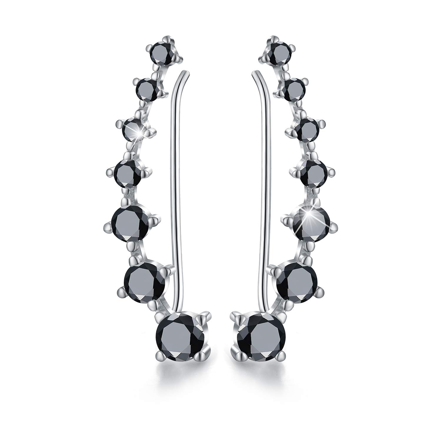 Esberry 925 Sterling Silver CZ Simulated Diamond Ear Crawler Cuff Earrings - Hypoallergenic Cubic Zirconia Climber Jacket Earrings for Women & Girls - Perfect Gift for Weddings, Parties & Special Occasions