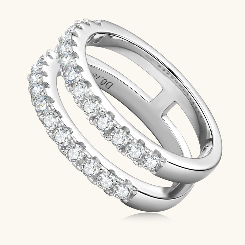 Shining Duo Premium Moissanite Wedding Ring - Elegant & Durable Engagement Band for Women - Perfect for Proposals, Anniversaries & Special Occasions