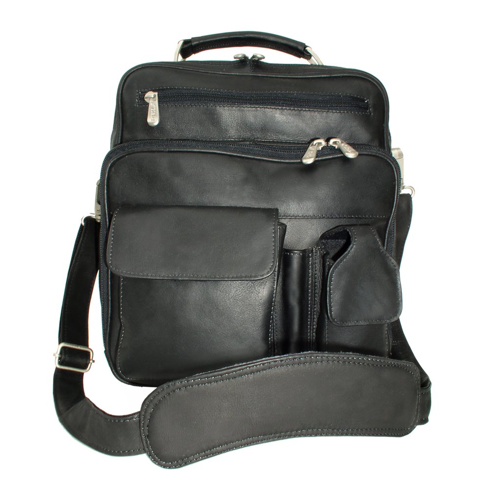 Premium Piel Leather Deluxe Shoulder Bag for Women & Men - Stylish Black Crossbody Purse - One Size Fits All - Perfect for Work, Travel & Everyday Use