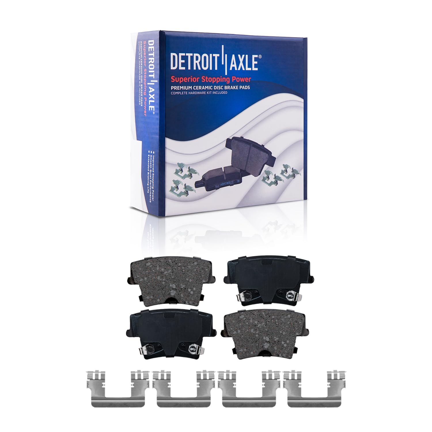 Detroit Axle Ceramic Brake Pads Set - Front & Rear Replacement for Chrysler 300, Dodge Challenger & Charger | Smooth Stopping Power for City Driving & Highway Commutes