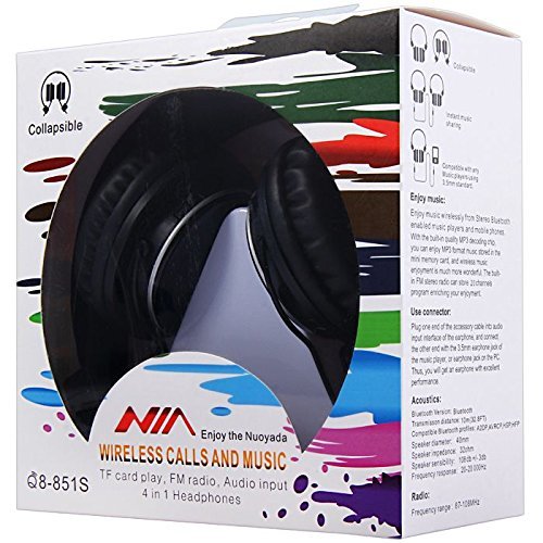 ameego U-009 Foldable Wireless Bluetooth Headphones with Built-in Mic, MicroSD/TF Card Slot, FM Radio & 3.5mm Detachable Cable - Stereo Sound for Phone, Tablet, PC, Laptop & Gaming (Black) | Perfect for Commuting, Workouts & Travel