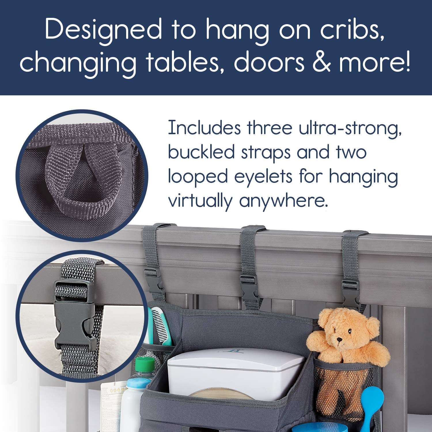 Hiccapop Hanging Diaper Organizer - Baby Changing Table & Crib Diaper Storage Organizer - Nursery Diaper Stacker & Baby Essentials Caddy - Perfect for Diaper Changes, Baby Care & Nursery Organization