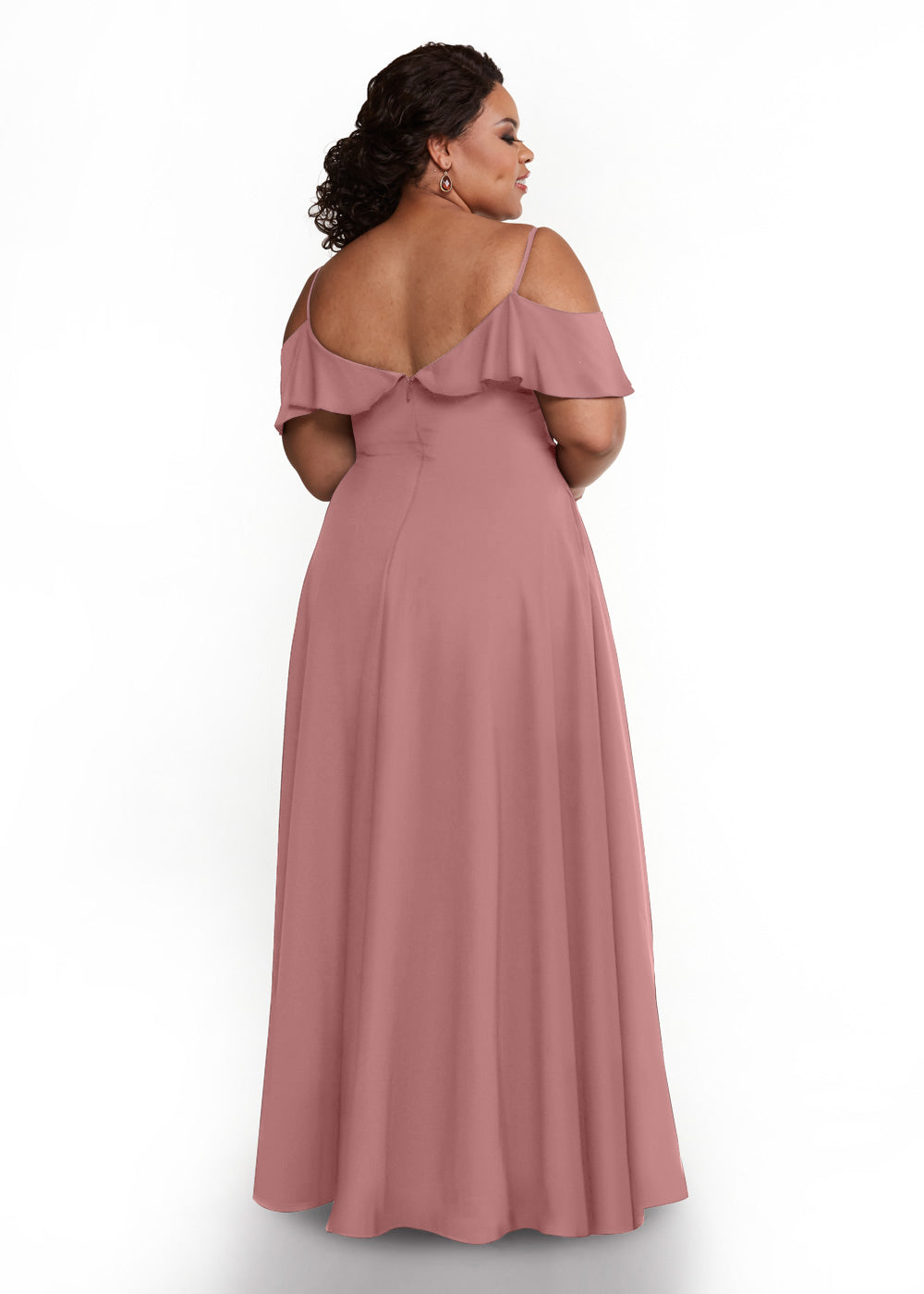 Elegant 83013 Stretch Chiffon Off-The-Shoulder A-Line Bridesmaid Dress with Ruffles - Perfect for Weddings, Prom, Formal Events & Special Occasions