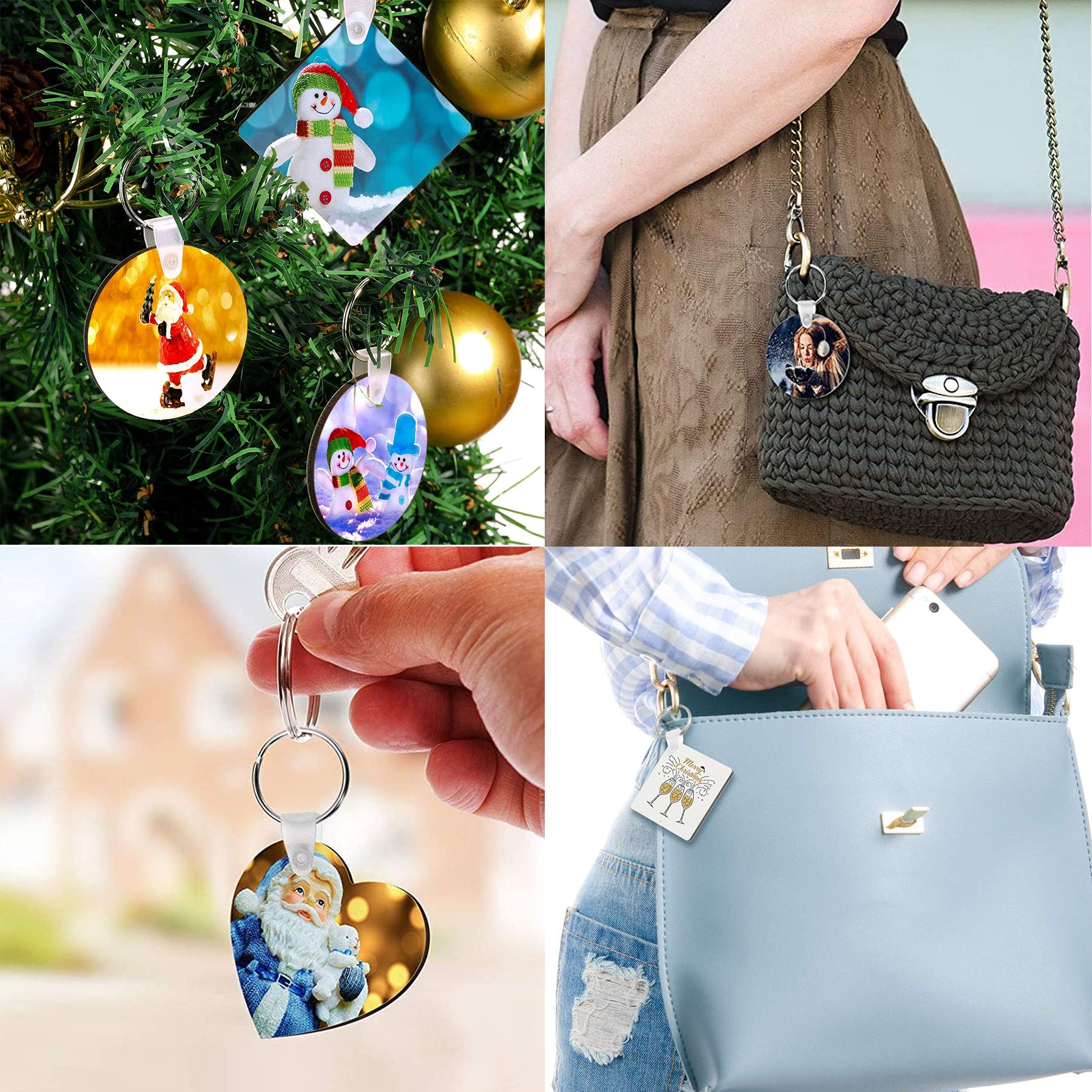 Allazone Sublimation Blanks Keychains - 40-Piece DIY Heat Transfer Keychain Set with 2 Shapes for Custom Designs | Perfect for Crafts, Gifts & Personalized Accessories