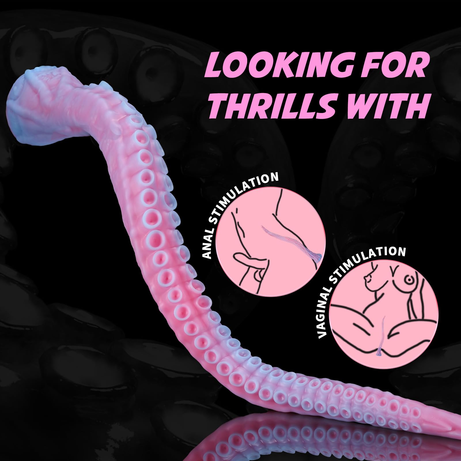 Nothosaur ALLA 22 Inch Tentacle Series Dildo - Platinum Silicone Anal Plug with Strong Suction Cup | Monster Fantasy Sex Toy for Women, Men & Couples | Glow in The Dark (GITD) | Perfect for BDSM, Roleplay & Spicing Up Your Bedroom Adventures