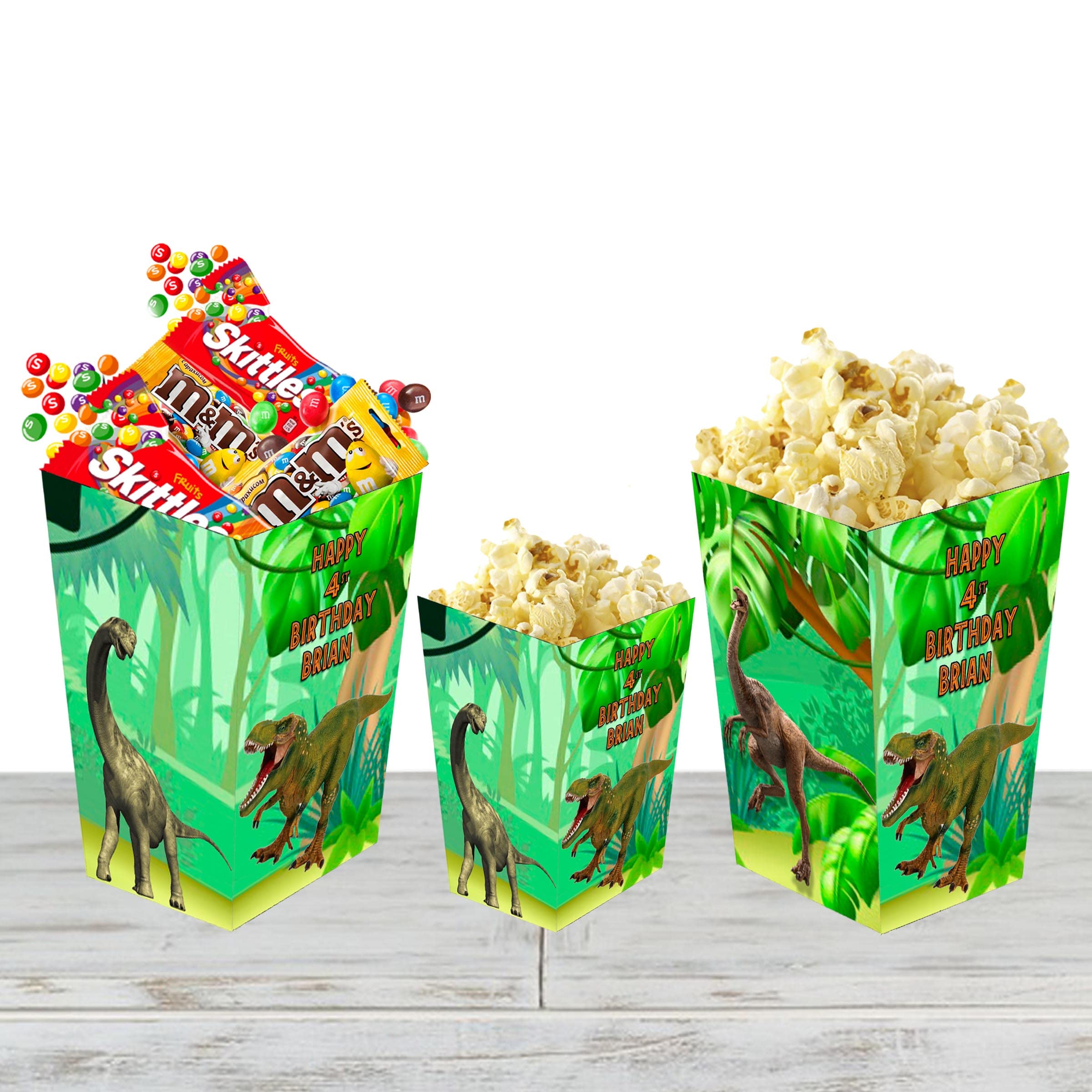 Dinosaur Popcorn & Candy Box Set - 12 Pack | Perfect for Birthday Parties, Movie Nights & Kids' Events