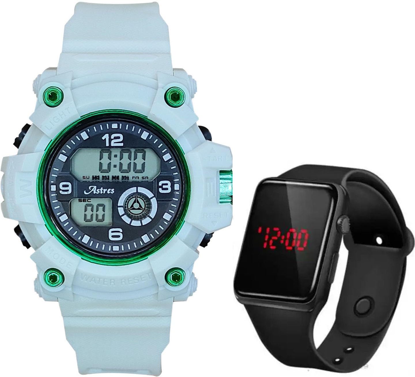 TR-2505 Waterproof Round Fitness Gym Watch - Full White Design for Running, Swimming & Outdoor Sports