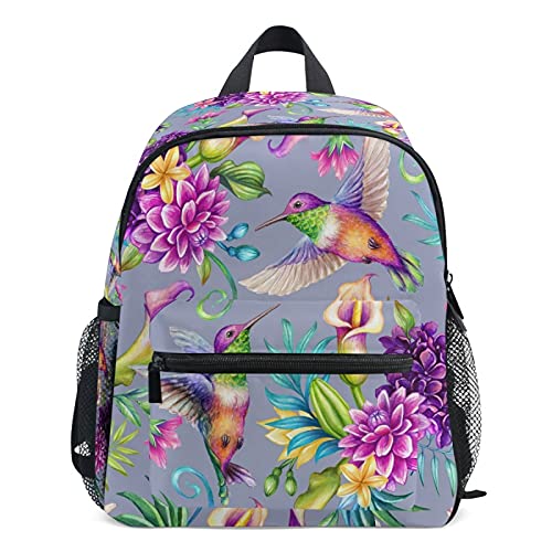 MNSRUU Kids Backpack with Botanical Hummingbird Design - Lightweight Toddler Backpack for Preschool & Nursery - Cute School Bag for Boys & Girls - Perfect for Daycare, Travel & Outdoor Adventures