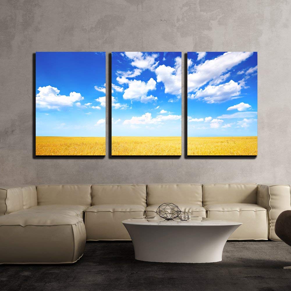 3-Piece Abstract Wheat Field & Blue Sky Canvas Wall Art - 24