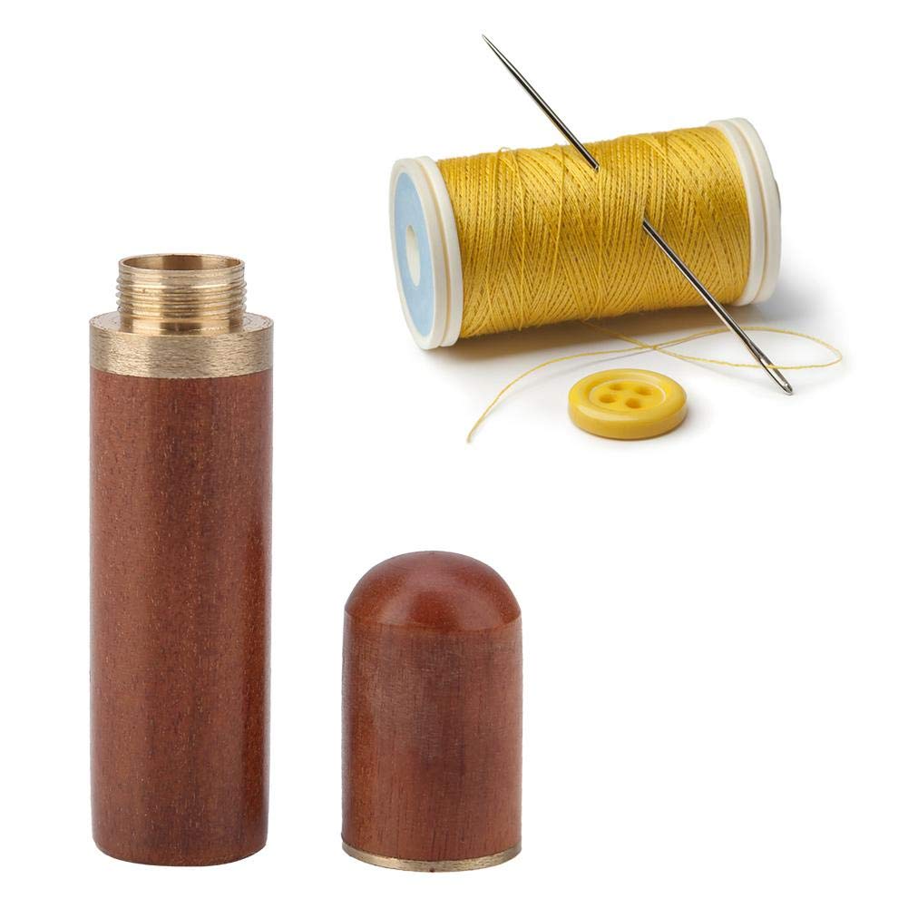 Wooden Needle Storage Box - Sewing Needle Organizer with Safety Lid, Pin Holder Container for Sewing Accessories - Perfect Gift for Women & Crafters (Coffee Brown) - Ideal for Quilting, Embroidery & Knitting Projects