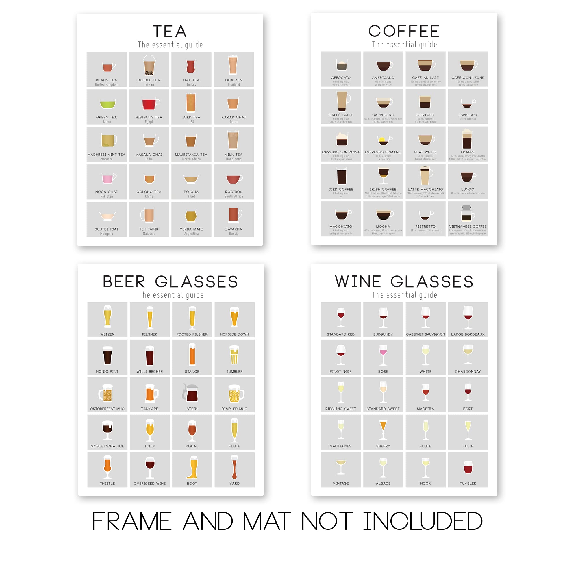 Premium Coffee Tea Wine & Beer Infographic Poster - 17x22