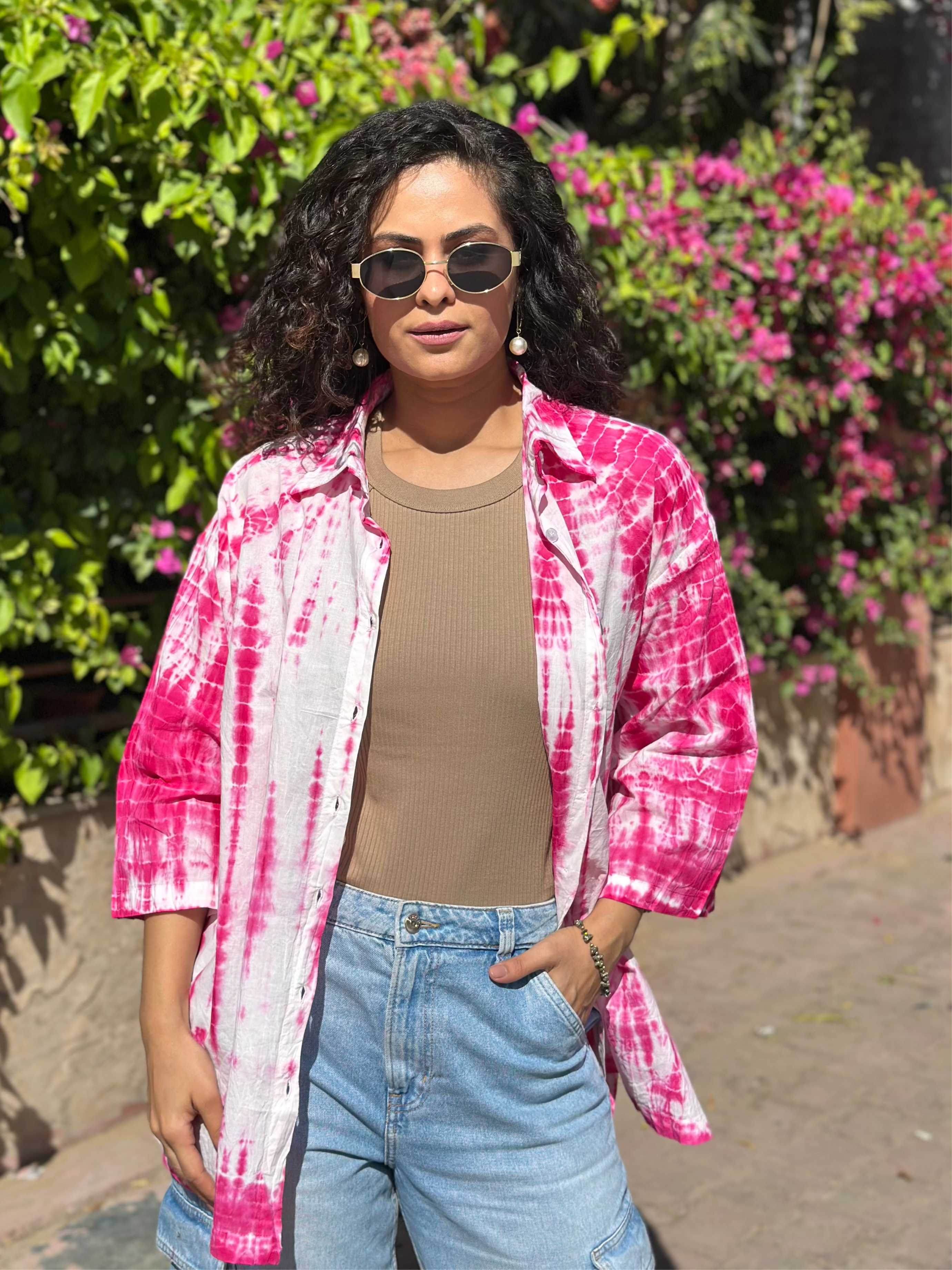 MULAN Pink Oversized Shirt for Women - Trendy Loose Fit Long Sleeve Blouse - Casual & Office Wear - Perfect for Layering, Street Style & Everyday Outfits