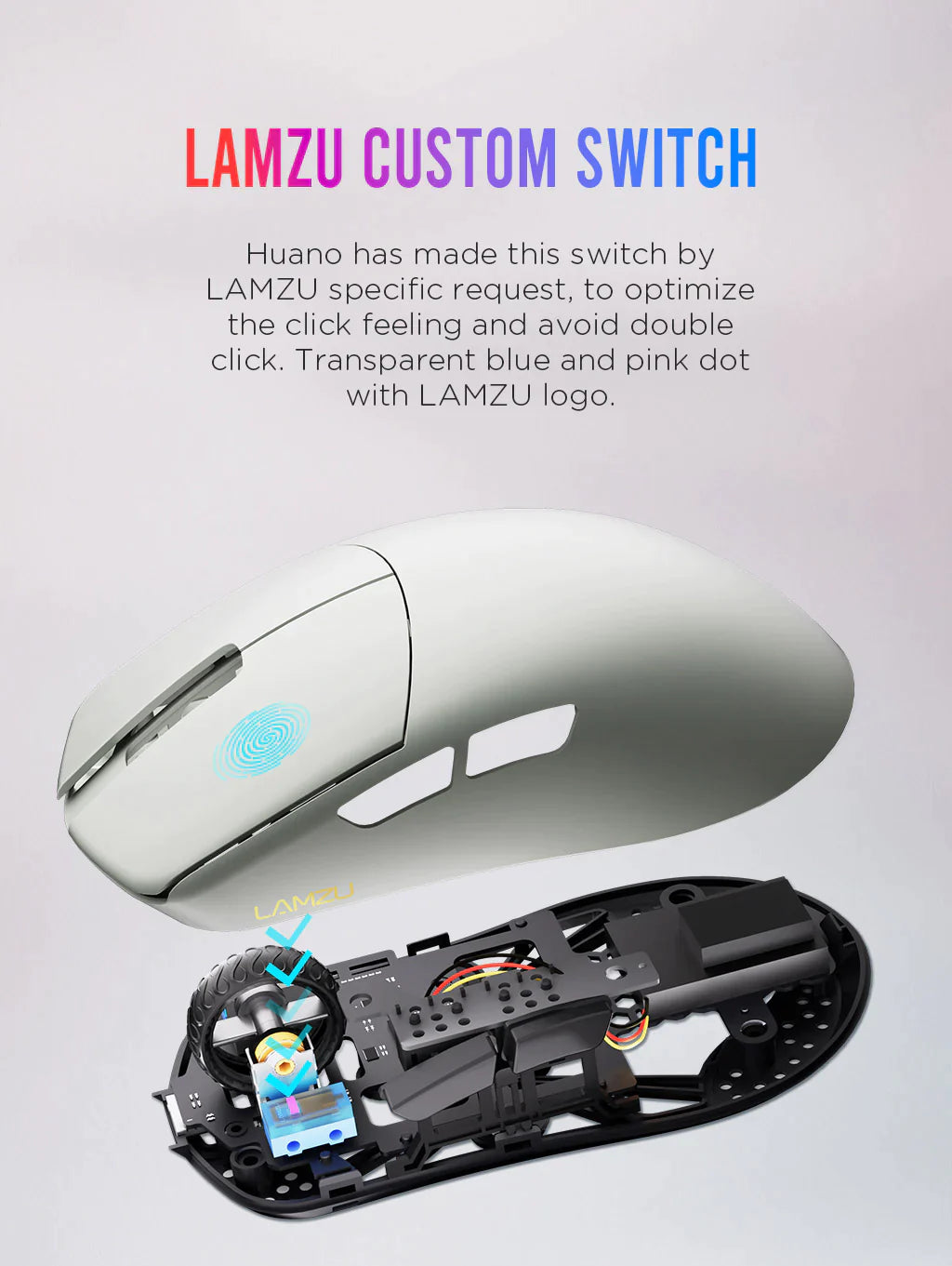 Lamzu Maya Wireless Gaming Mouse - Cloud Grey | 4K Compatible | Lightweight Ergonomic Design for FPS, MOBA, and MMO Gaming | Perfect for Esports & Competitive Play