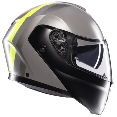 AGV Streetmodular Resia Motorcycle Helmet - Grey, Black, Fluo Yellow - DOT & ECE Certified for Street & Urban Riding