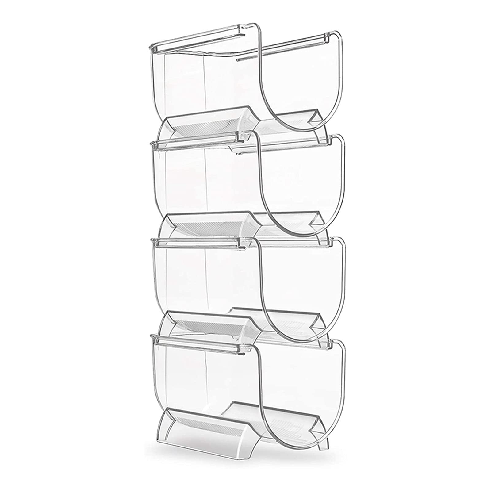 Stackable 4-Piece Plastic Wine Rack Organizer for Refrigerator - Space Saving Wine & Water Bottle Storage Shelf for Kitchen, Bar, Dining Room | Perfect for Home Entertaining & Wine Collection Display