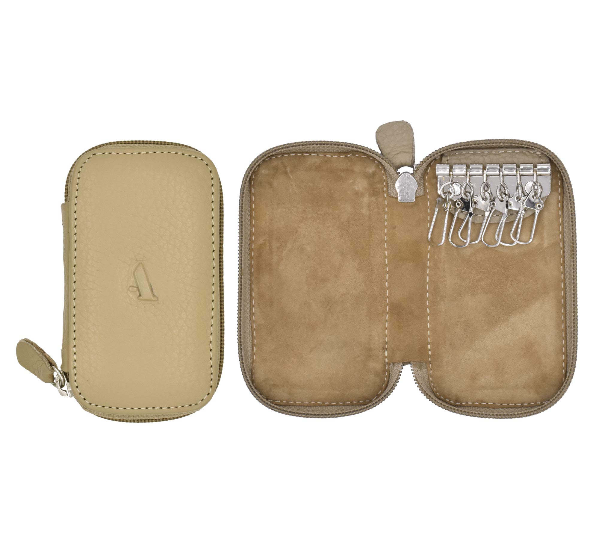 Premium Full Grain Genuine Leather Keychain Holder - 6 Key Hook Organizer Pouch for Men & Women | Durable Key Ring Case for Home, Office, Car Keys & Daily Essentials