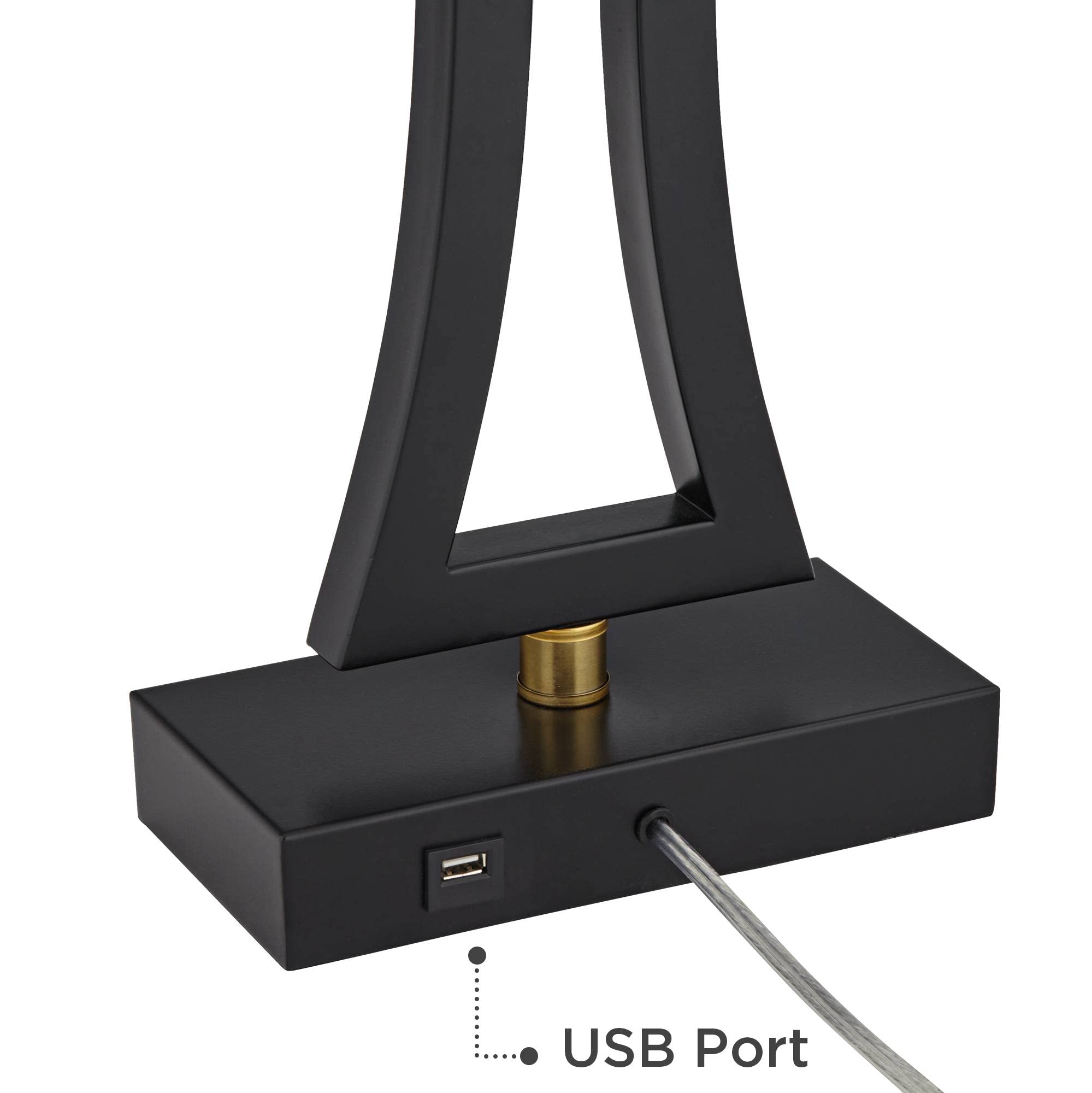 360 Lighting Roxie Modern Table Lamps - Set of 2 with Black Marble Base, USB Charging Port, 31