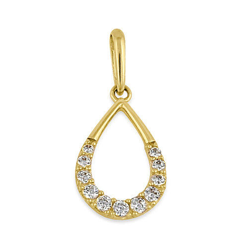 14K Yellow Gold CZ Drop Pendant Necklace - Elegant Cubic Zirconia Jewelry for Women - Perfect for Weddings, Parties & Special Occasions