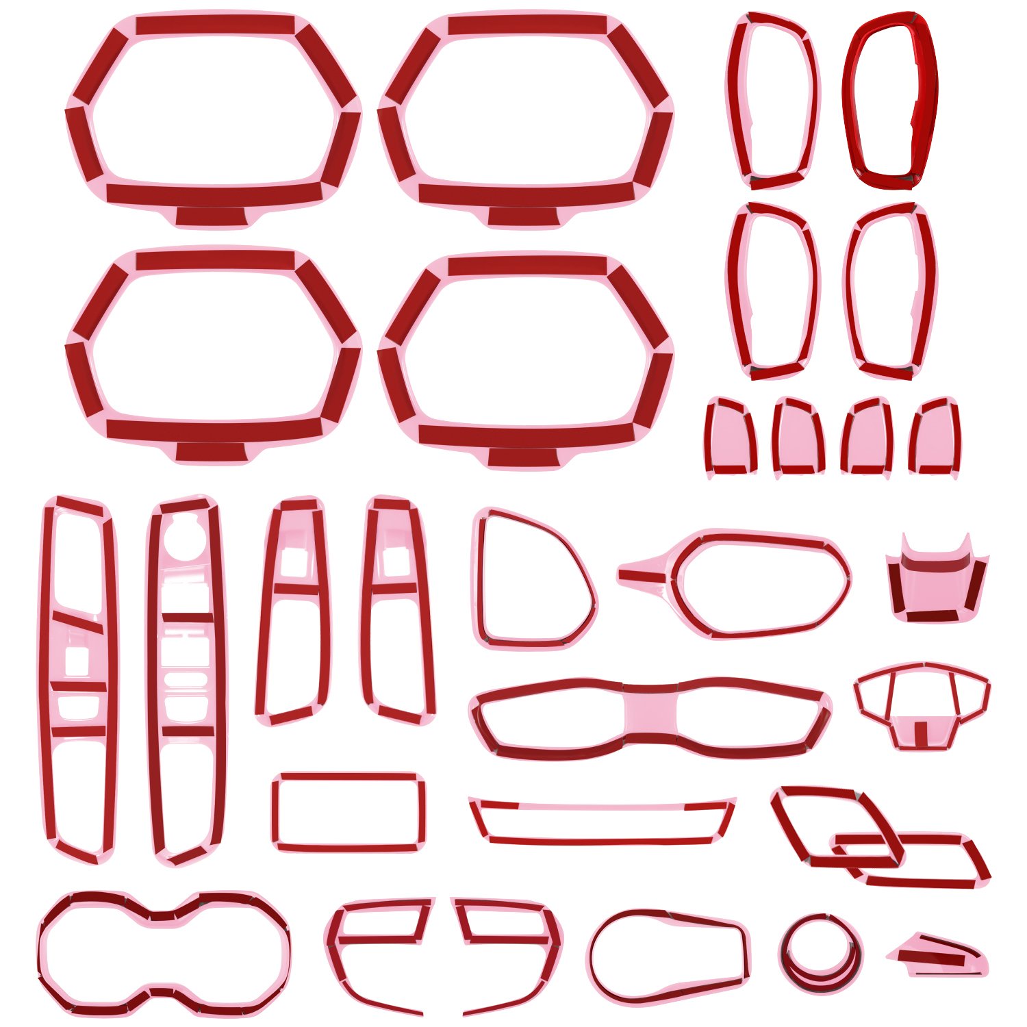 31-Piece Pink Car Interior Accessories Kit for Jeep Renegade 2015-2021 - AC Vent Covers, Door Speaker Grilles, Cup Holder Inserts, Headlight Switch & Window Button Covers | Premium Interior Upgrade for Style & Protection