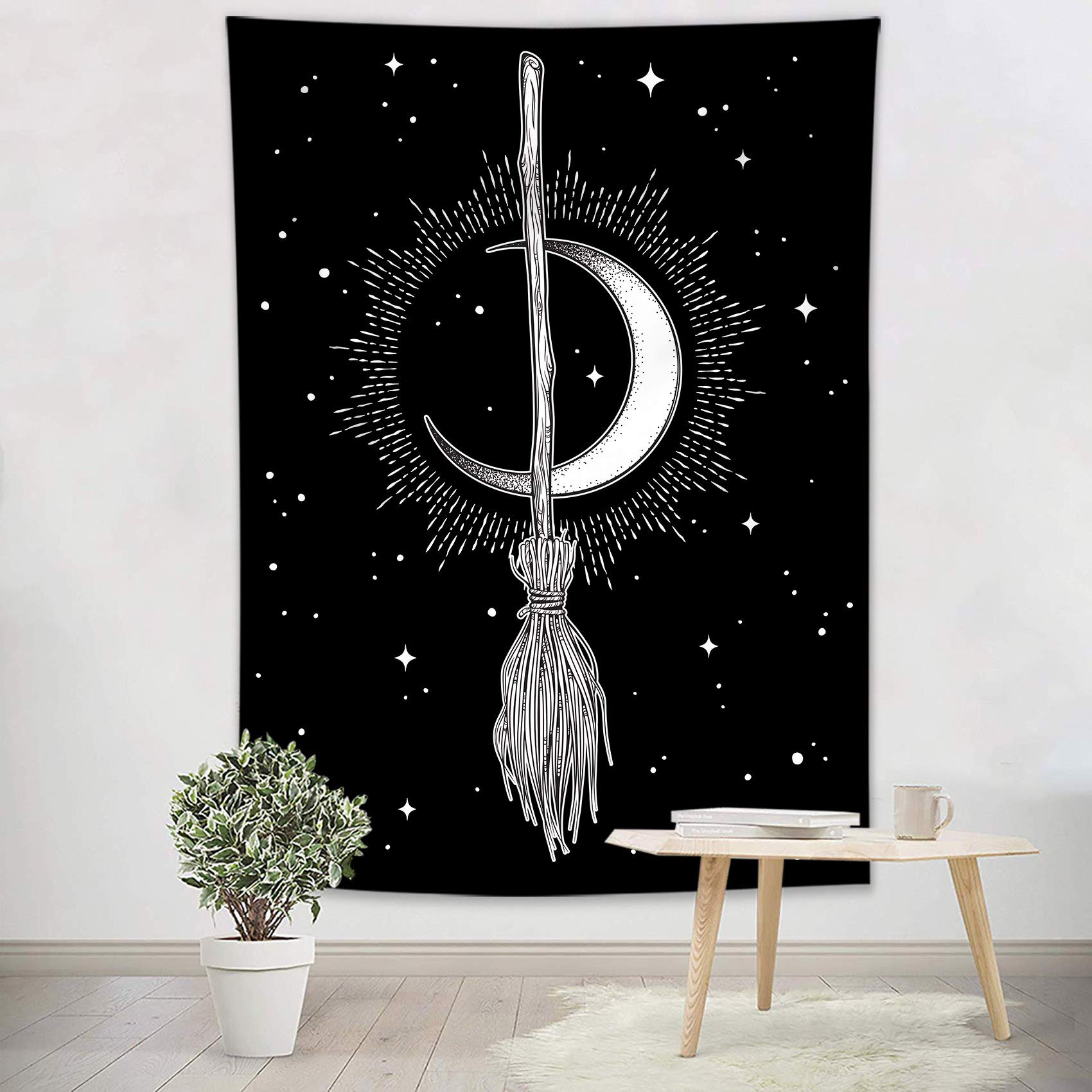 HVEST Witch Moon Tapestry - Bohemian Wall Decor for Bedroom & Living Room - 36x48 Inches - Perfect for Boho Home Decor