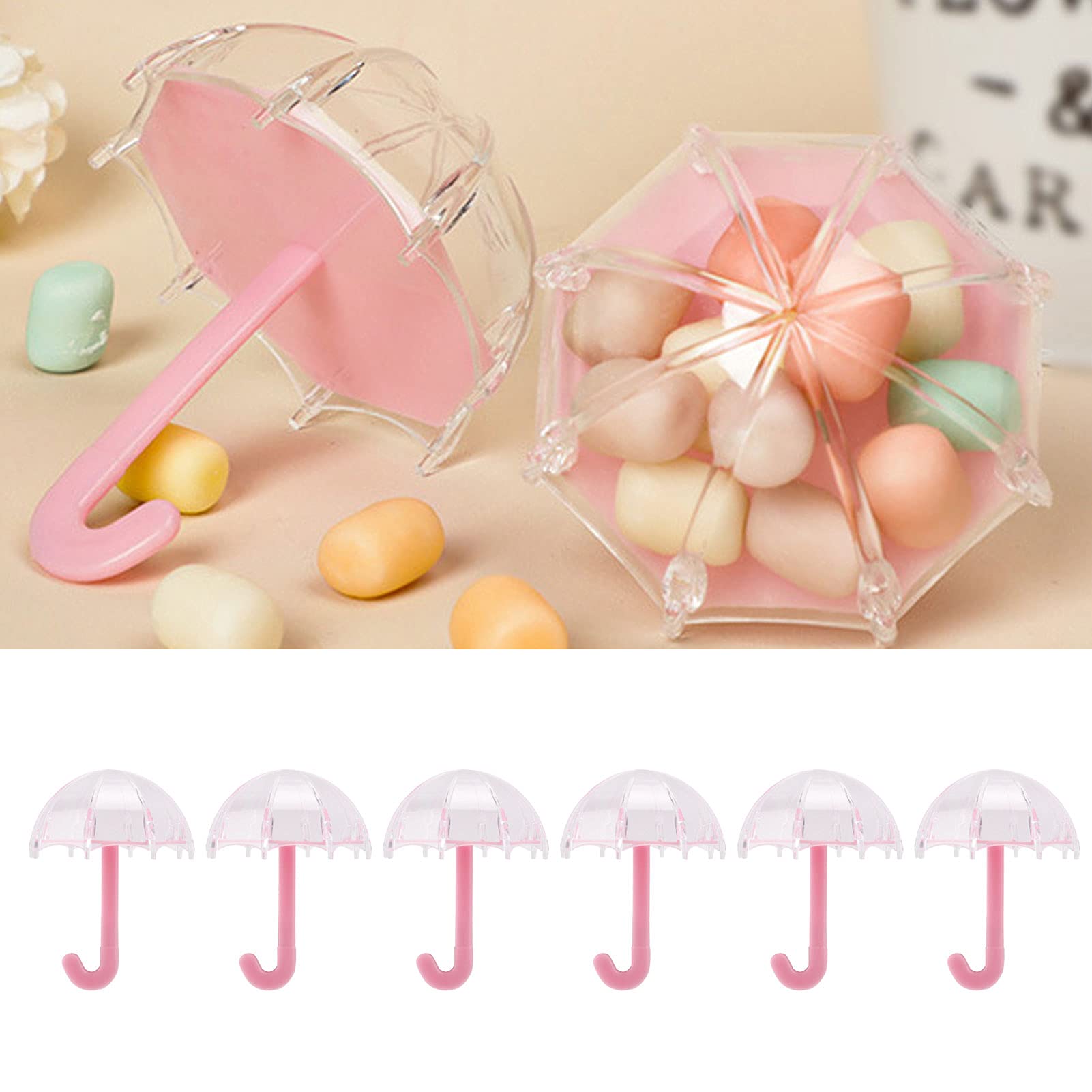 Haofy 12Pcs Umbrella Shaped Candy Boxes - Elegant Wedding Party Favor Containers for Candy, Chocolates & Treats - Perfect for Bridal Showers, Baby Showers & Birthday Celebrations