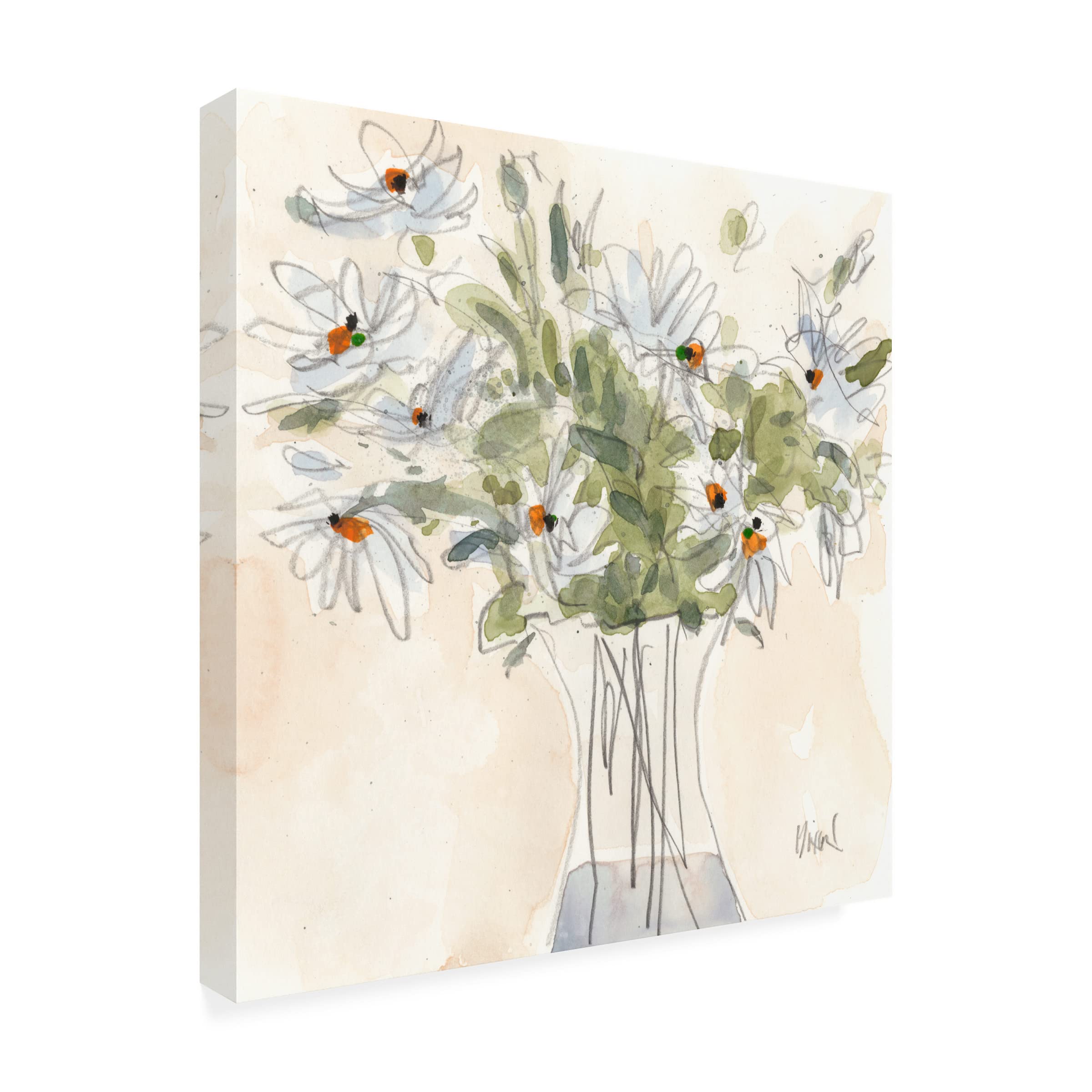 Samuel Dixon 'Daisy Just Because II' Floral Canvas Wall Art - Premium Handmade Home Decor for Living Room, Bedroom & Office