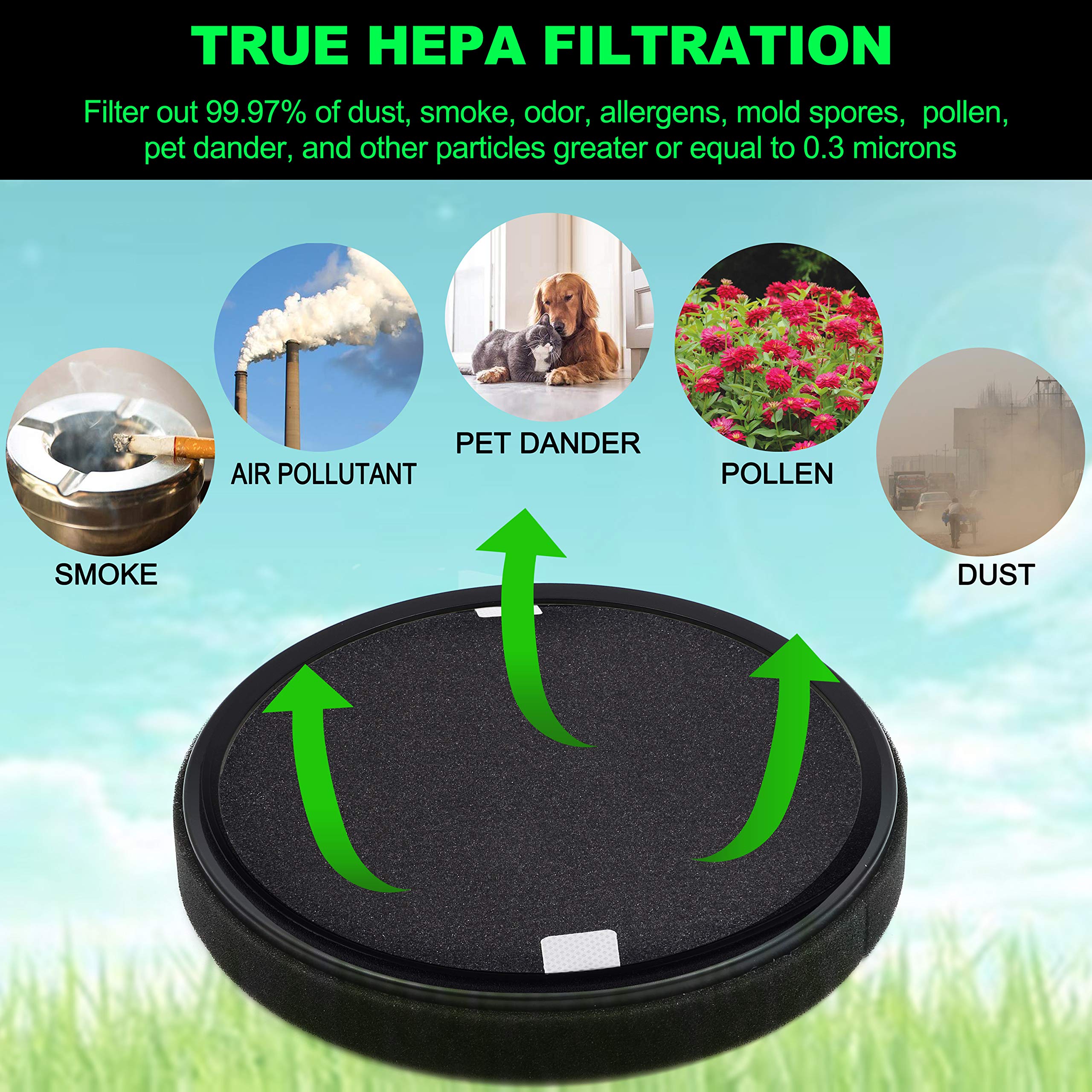 Flintar H13 True HEPA Replacement Air Filter (2-Pack) - Compatible with Pure Enrichment PureZone Halo Air Purifier PEAIRDSK - For Cleaner Air in Bedrooms, Offices & Living Spaces
