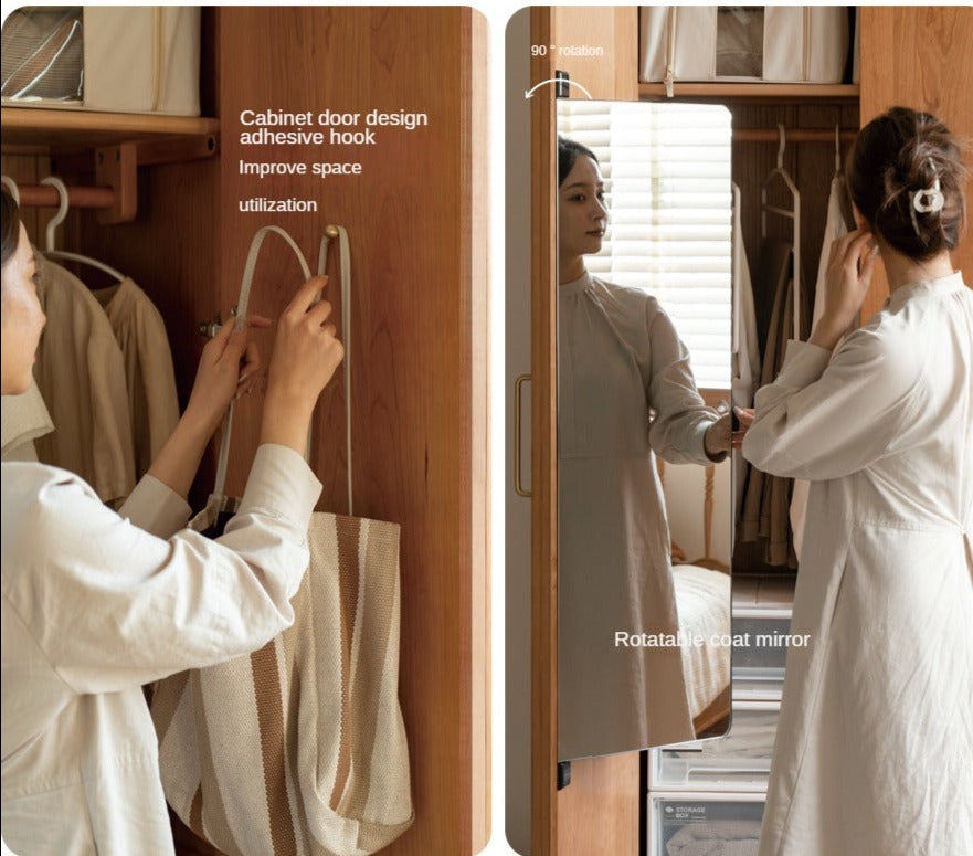 Solid Oak and Cherry Wood Wardrobe - Elegant and Durable Closet for Bedroom, Living Room, or Walk-In Closet Storage