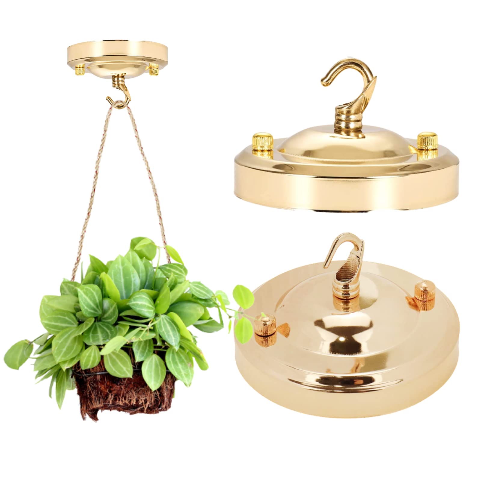 Vintage Chandelier Canopy Kit - 2 Pack Antique Iron Ceiling Plate & Pendant Light Fixture for Chandelier Installation (Golden) - Perfect for Dining Room, Bedroom & Living Room Lighting Decor